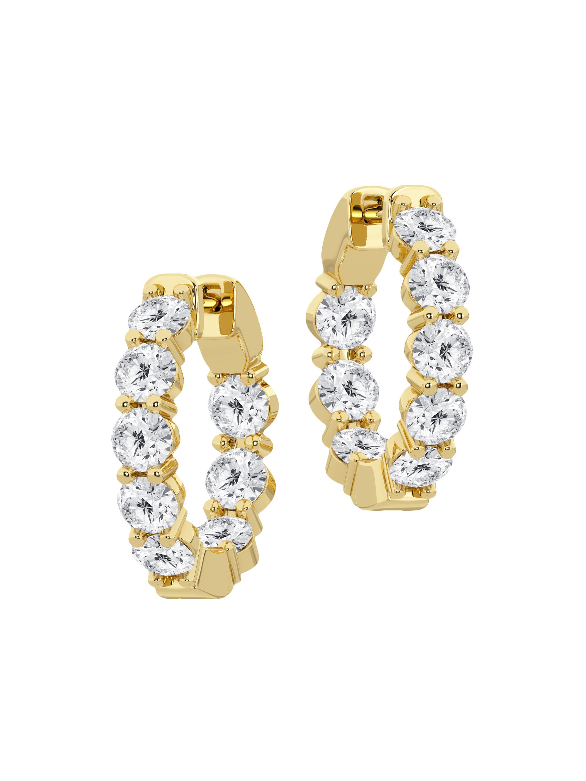 Saks Fifth Avenue Collection Women's 14K Gold & 4.00 TCW Lab-Grown Diamond Inside-Out Hoop Earrings - Yellow Gold