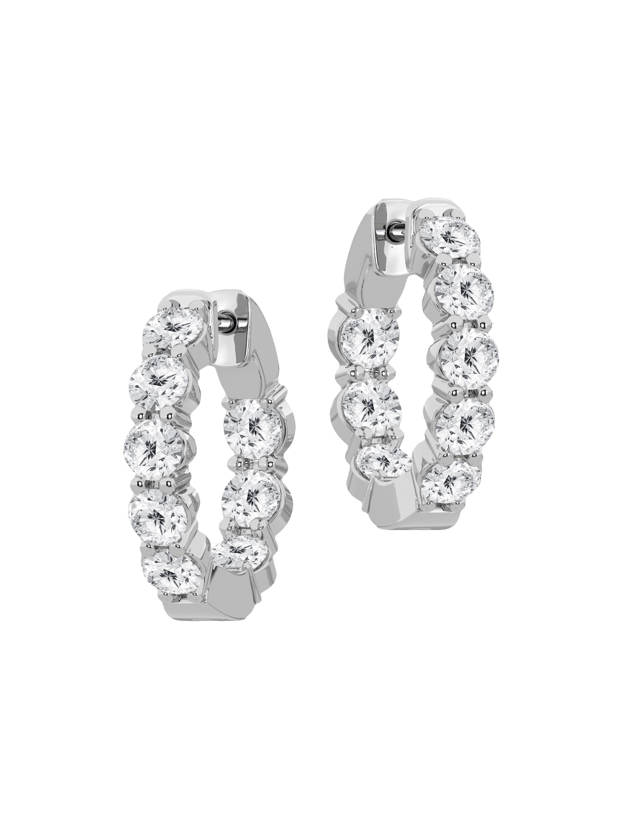 Saks Fifth Avenue Collection Women's 14K Gold & 3.00 TCW Lab-Grown Diamond Inside-Out Hoop Earrings - White Gold