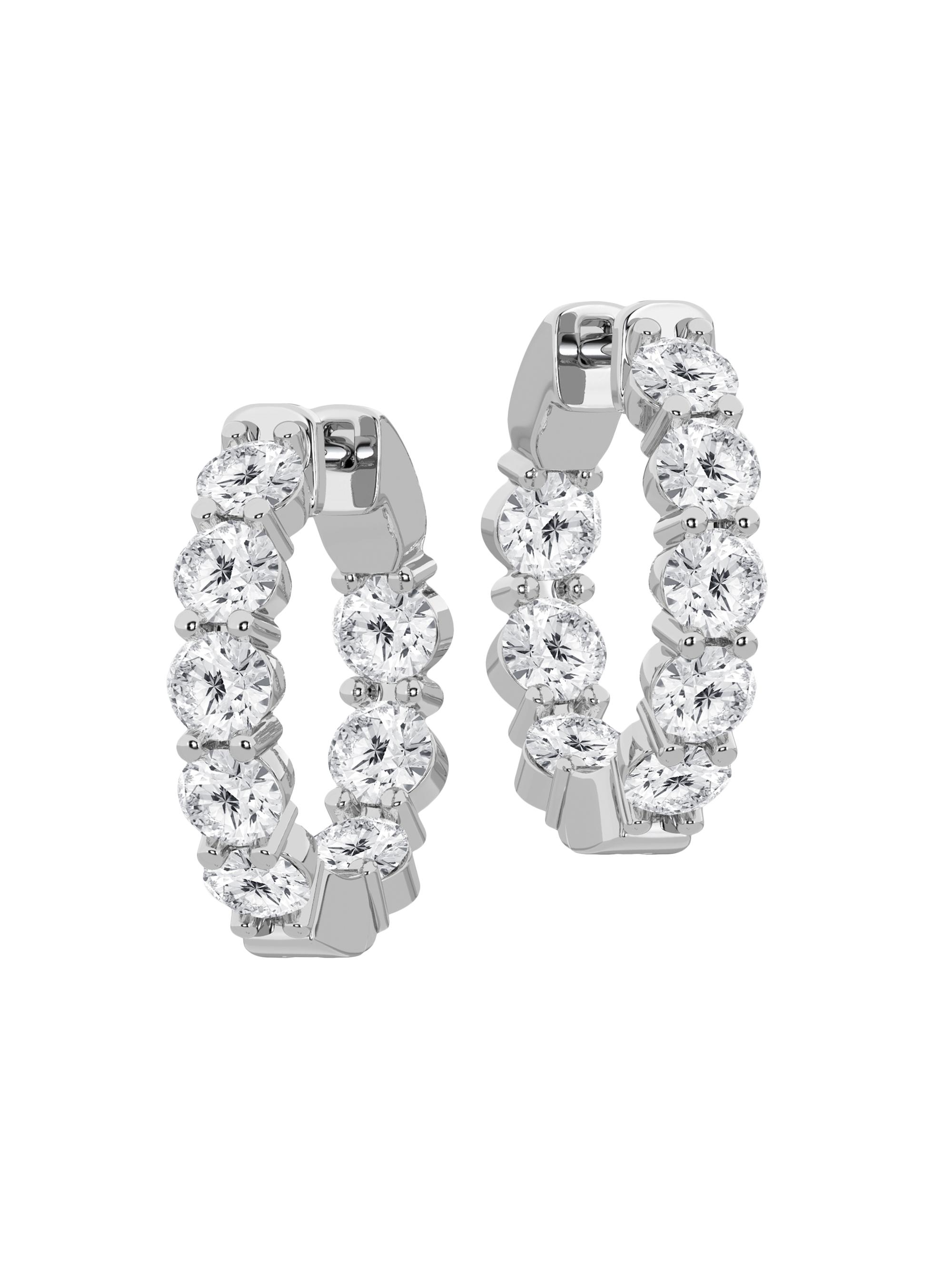 Saks Fifth Avenue Collection Women's 14K White Gold & 4 TCW Lab-Grown Diamond Inside-Out Hoop Earrings - White Gold
