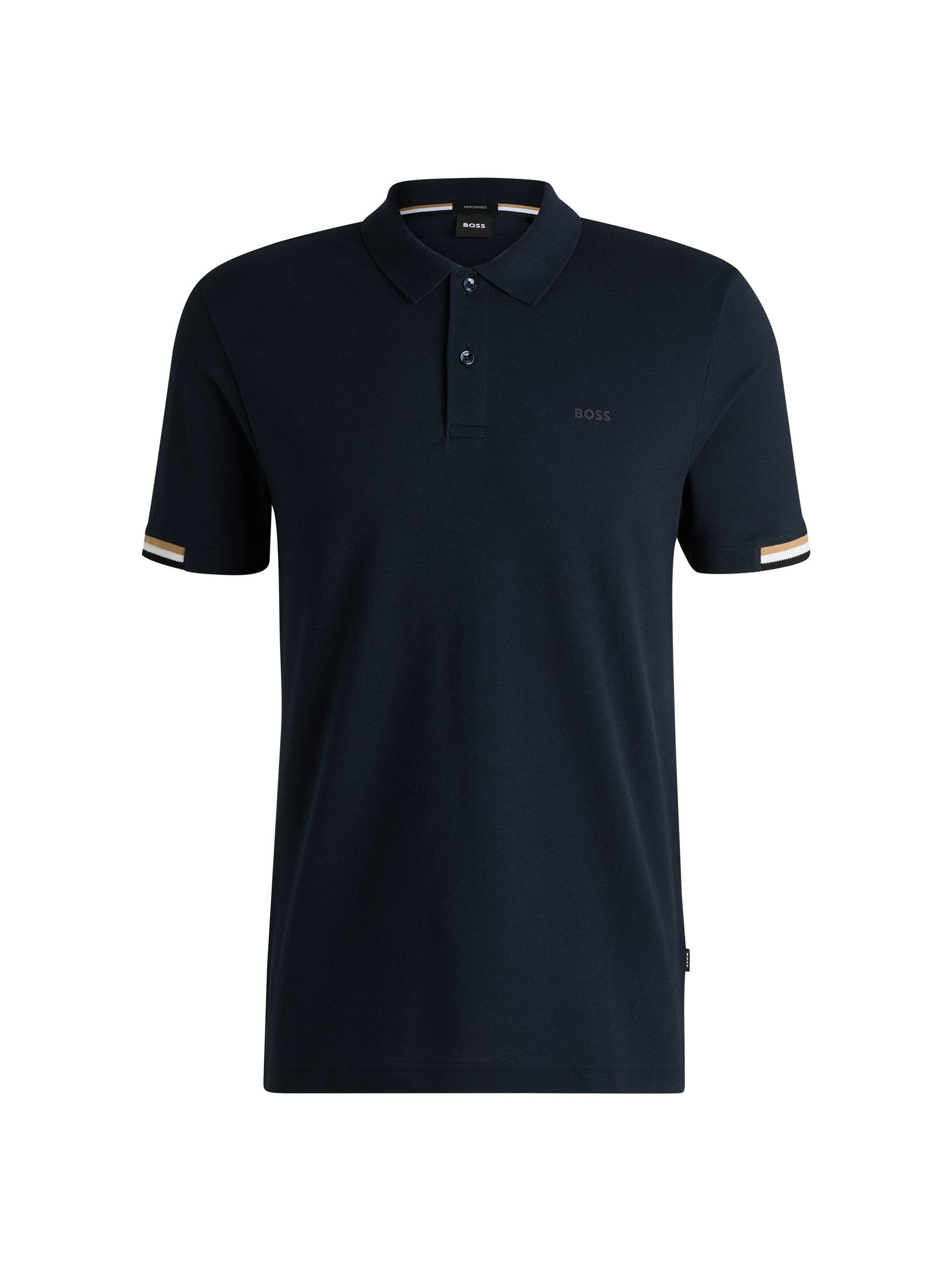 BOSS Men's Regular-Fit Polo Shirt with Rubberized Logo - Dark Blue