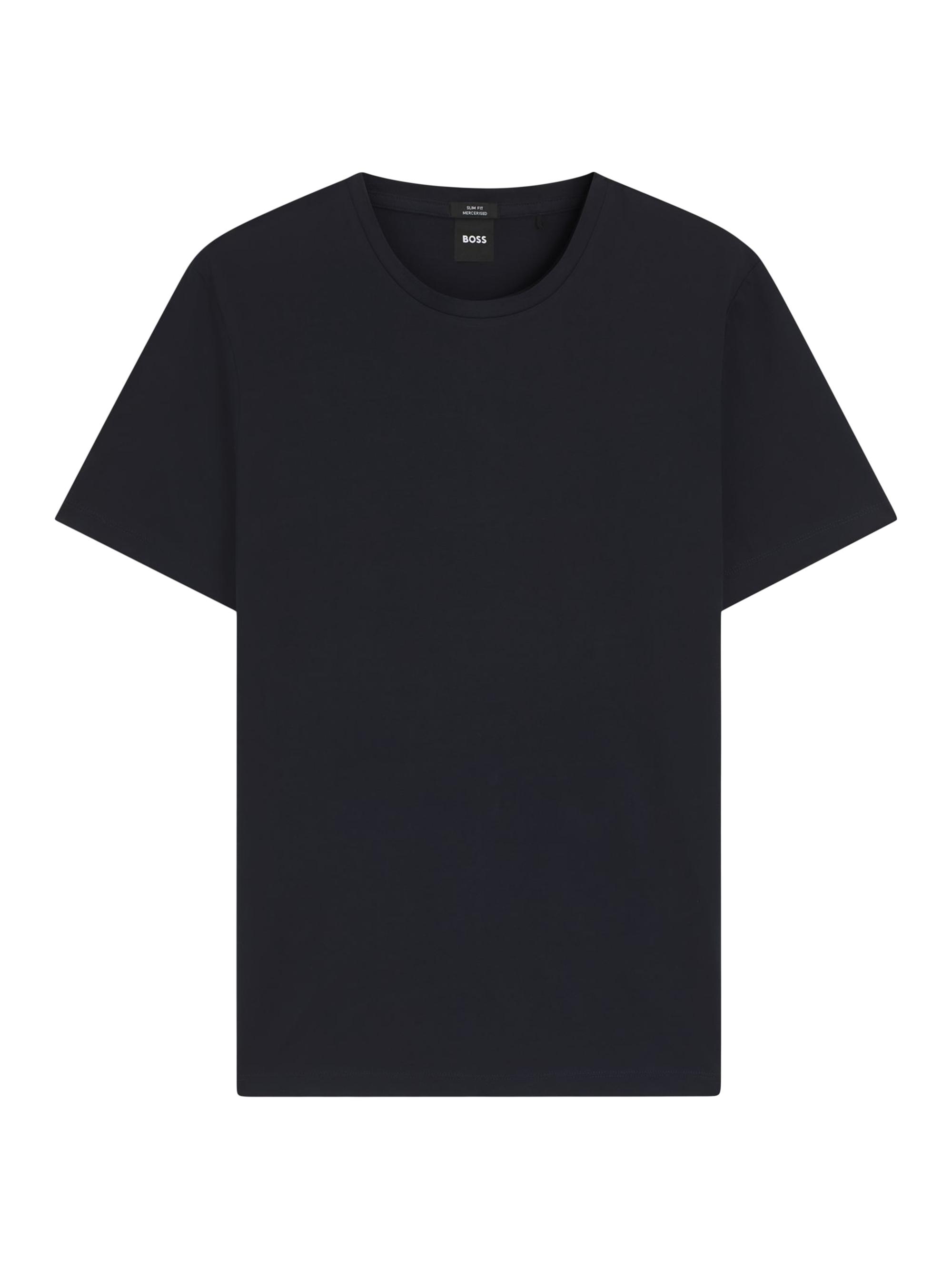 BOSS Men's Slim-Fit Short-Sleeved T-Shirt in Mercerized Cotton - Dark Blue