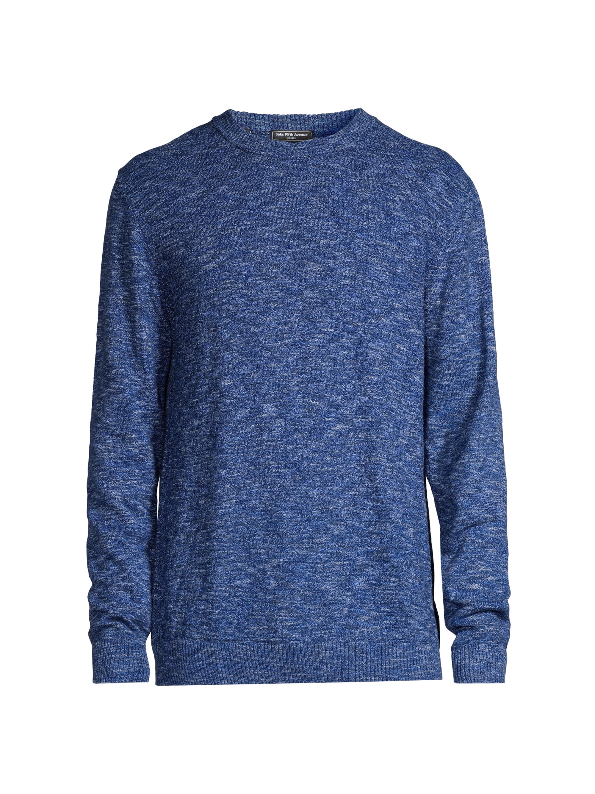 Saks Fifth Avenue Men's Slim-Fit Melange Crewneck Sweater - Sea