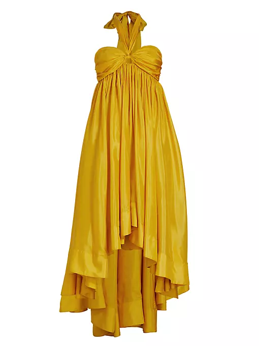 Zimmermann - Devi Silk Halter High-Low Dress