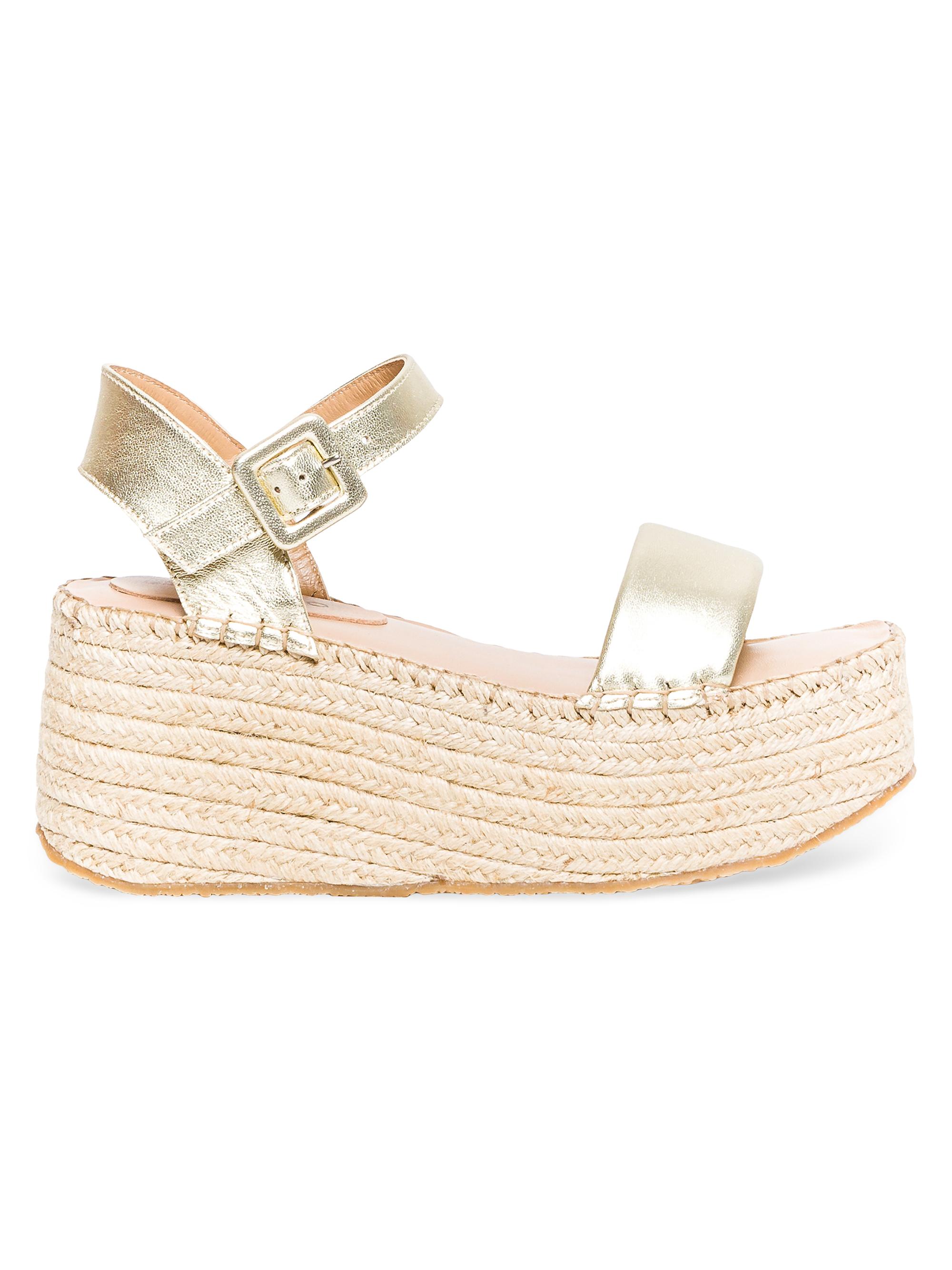 Bernardo Women's Mallorca Leather Platform Espadrille - Champagne