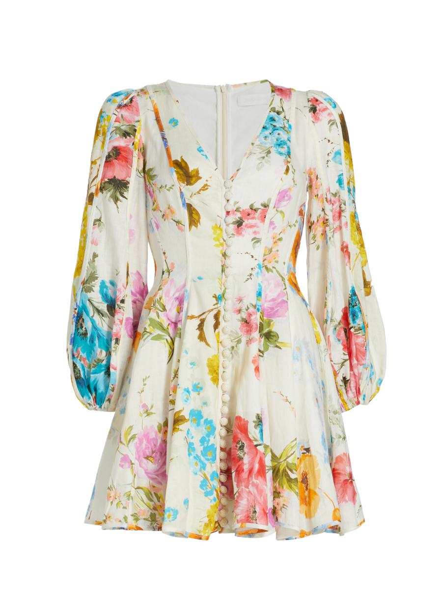 ワンピース ZIMMERMANN DRESSES Zimmermann Halcyon Paneled Linen Minidress | Saks Fifth Avenue