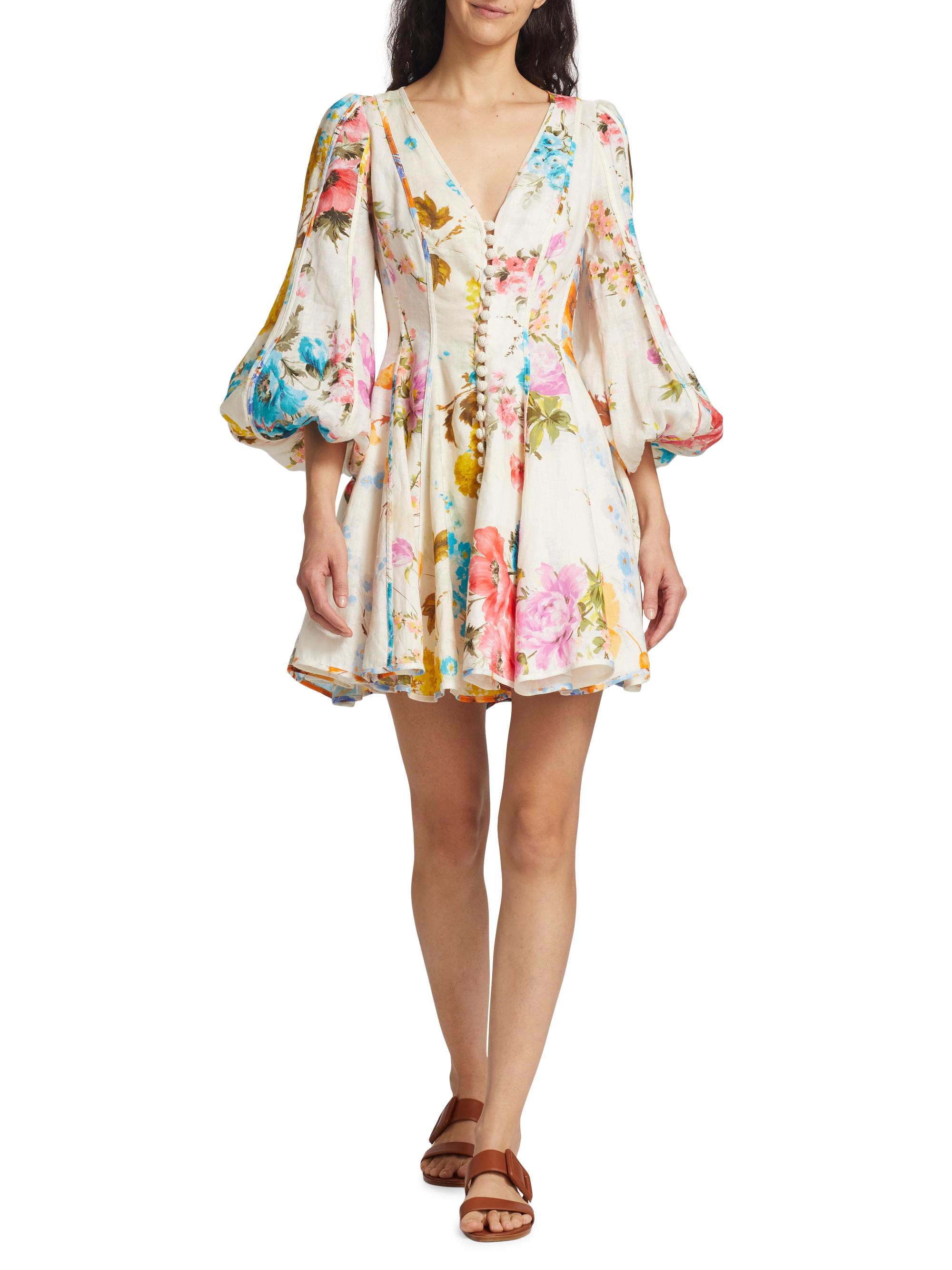 Zimmermann Halcyon Paneled Linen Minidress | Saks Fifth Avenue