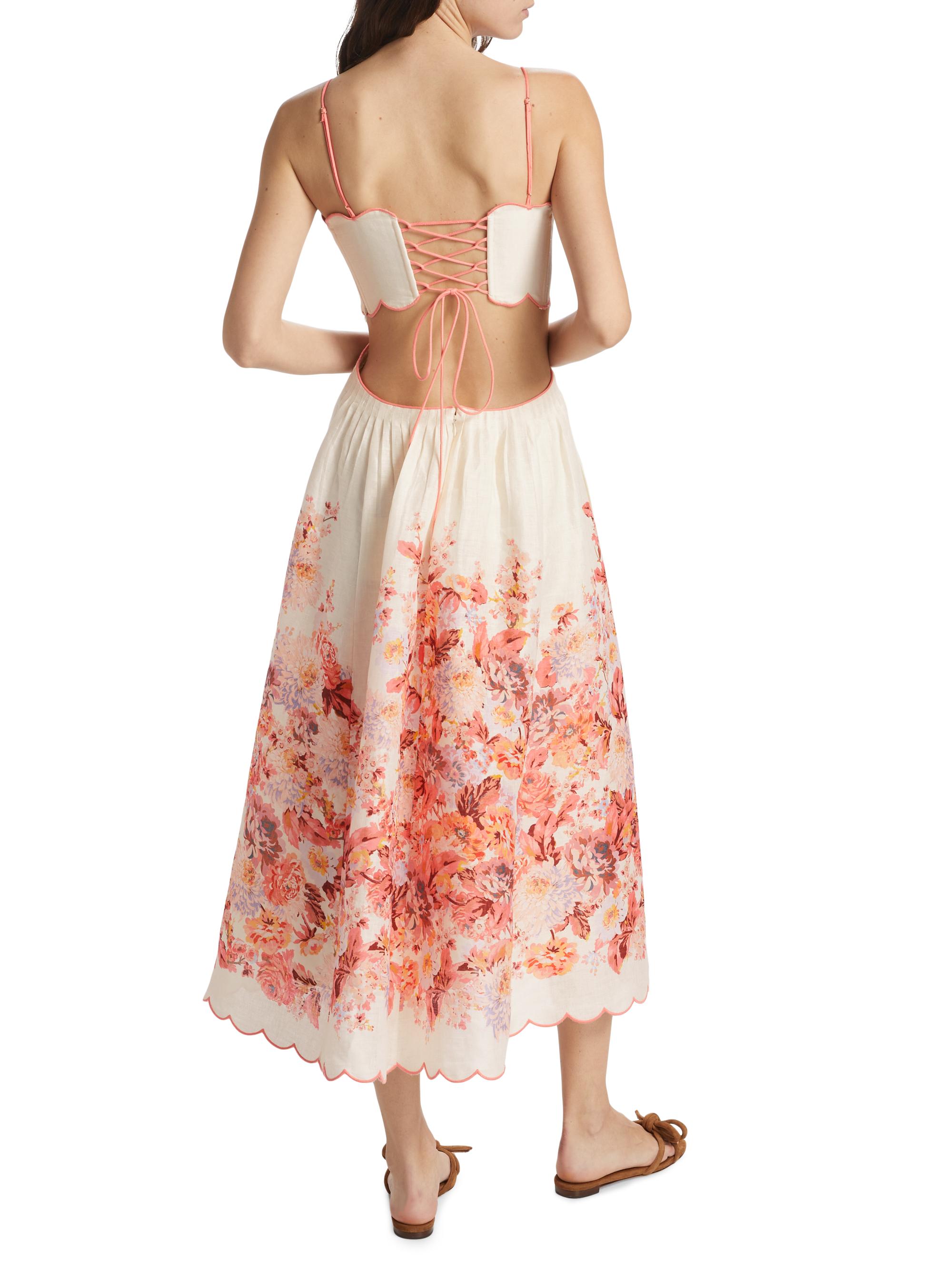 Zimmermann Devi Scalloped Cut-Out Midi-Dress | Saks Fifth Avenue