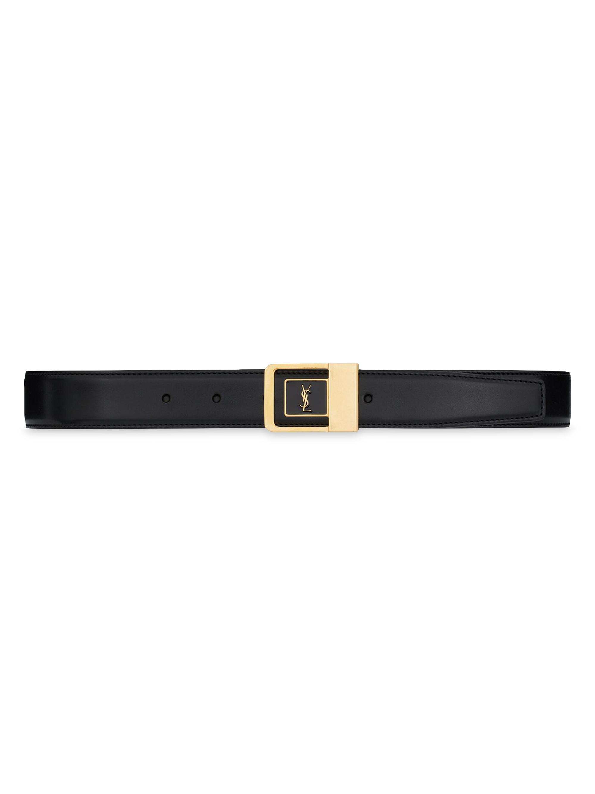 Saint Laurent logo engraved buckle belt - Black