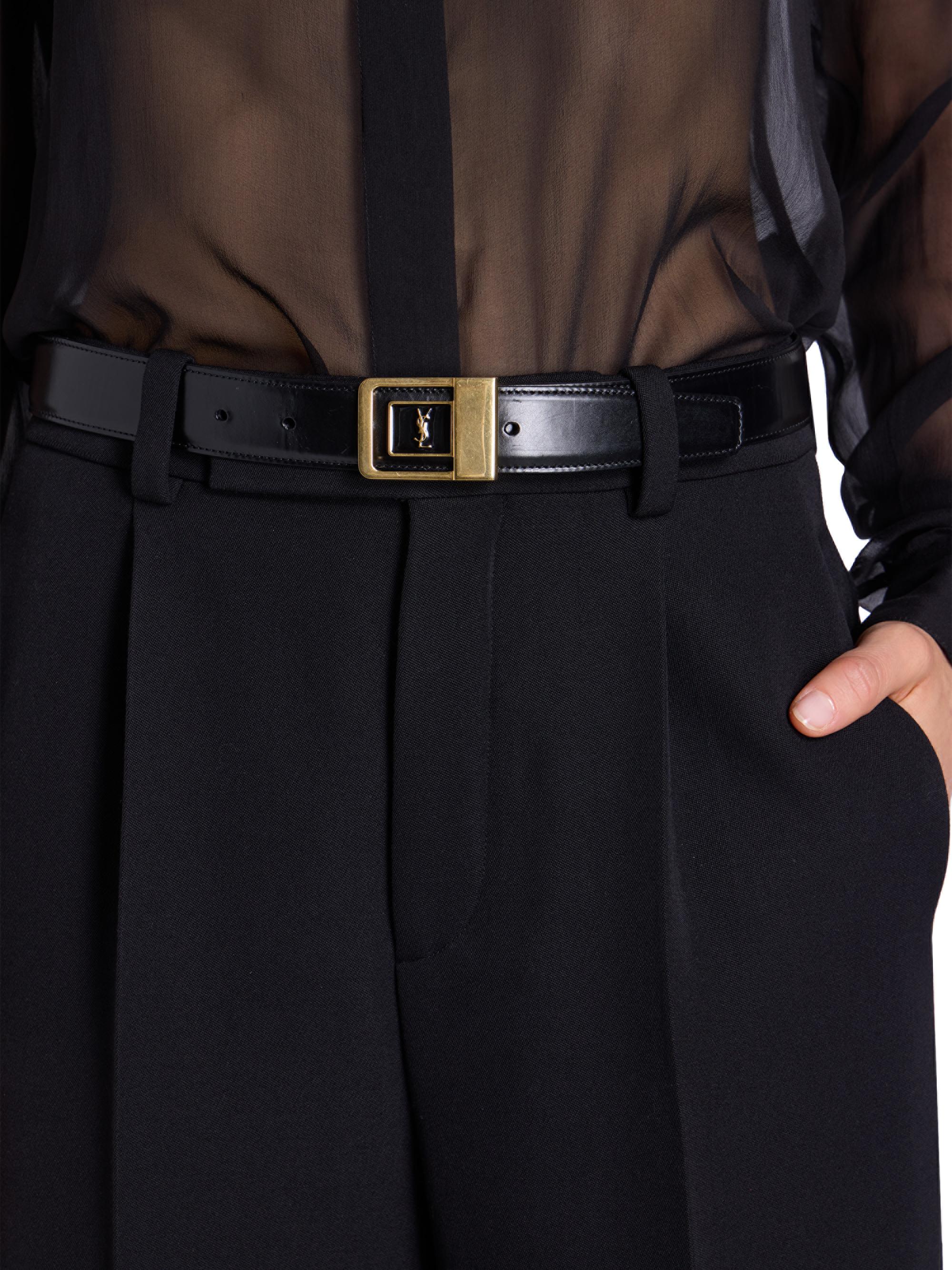 Saint Laurent Female Buckle Belt in Lacquered Leather | Saks