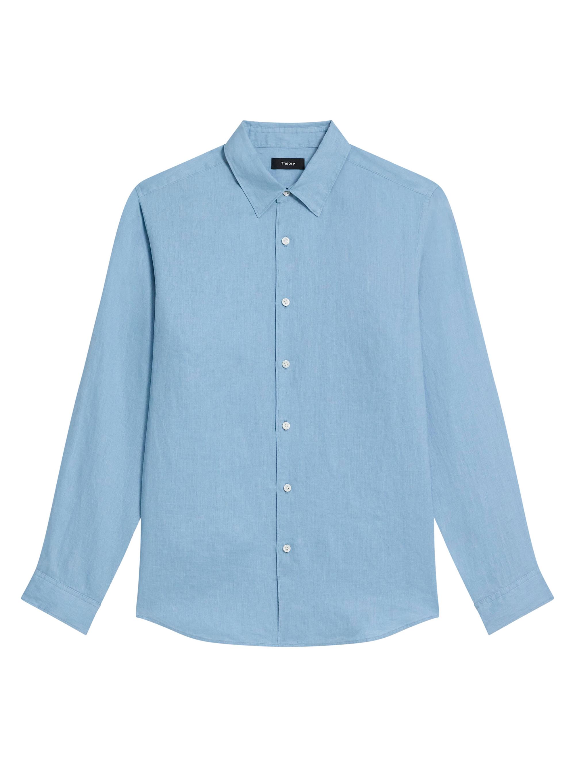 Theory Men's Irving Long-Sleeve Linen Shirt - Clear Sky