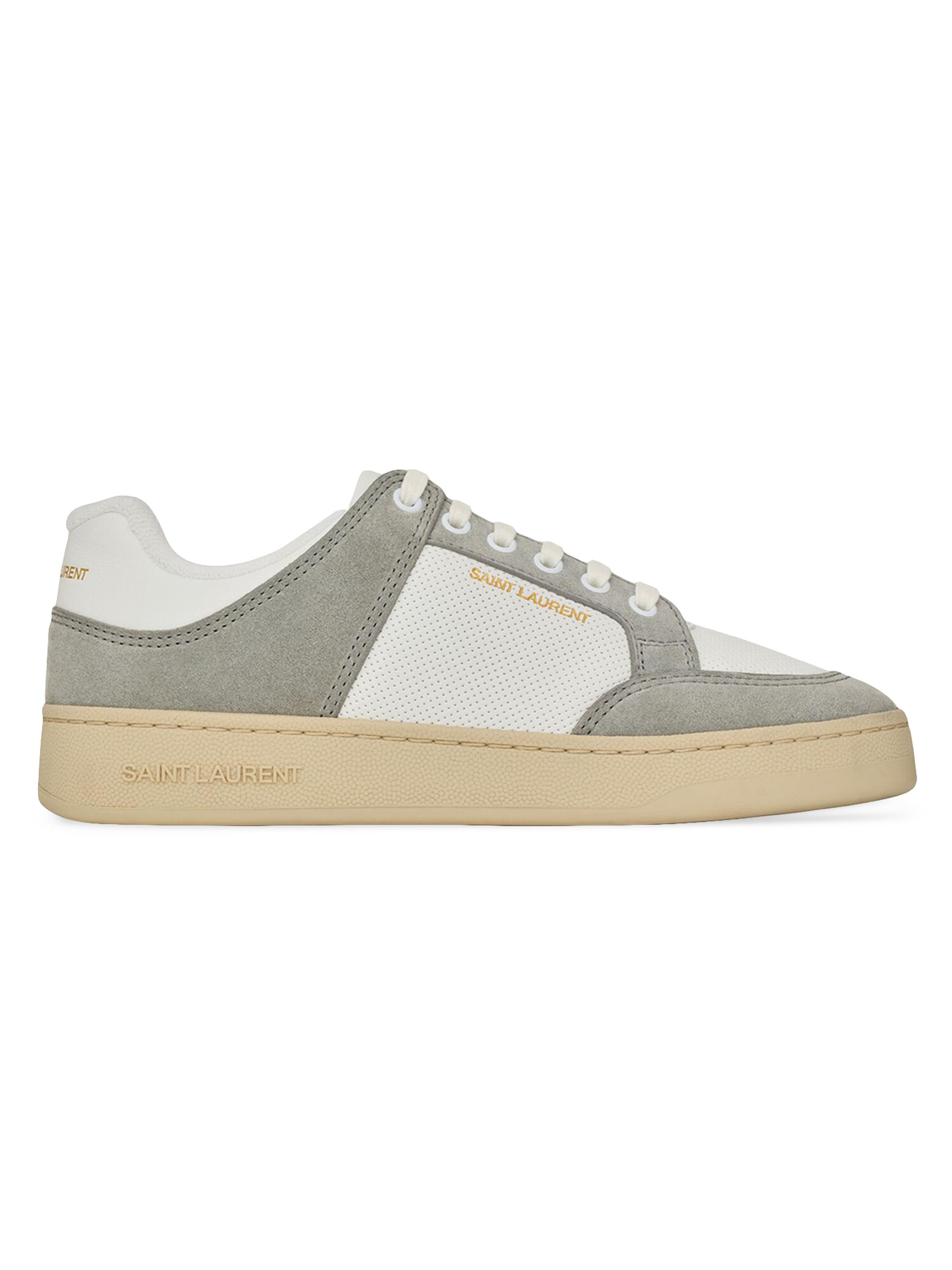 Saint Laurent Women's SL/61 Sneakers In Leather And Suede - Blanc Optique Paris Roof