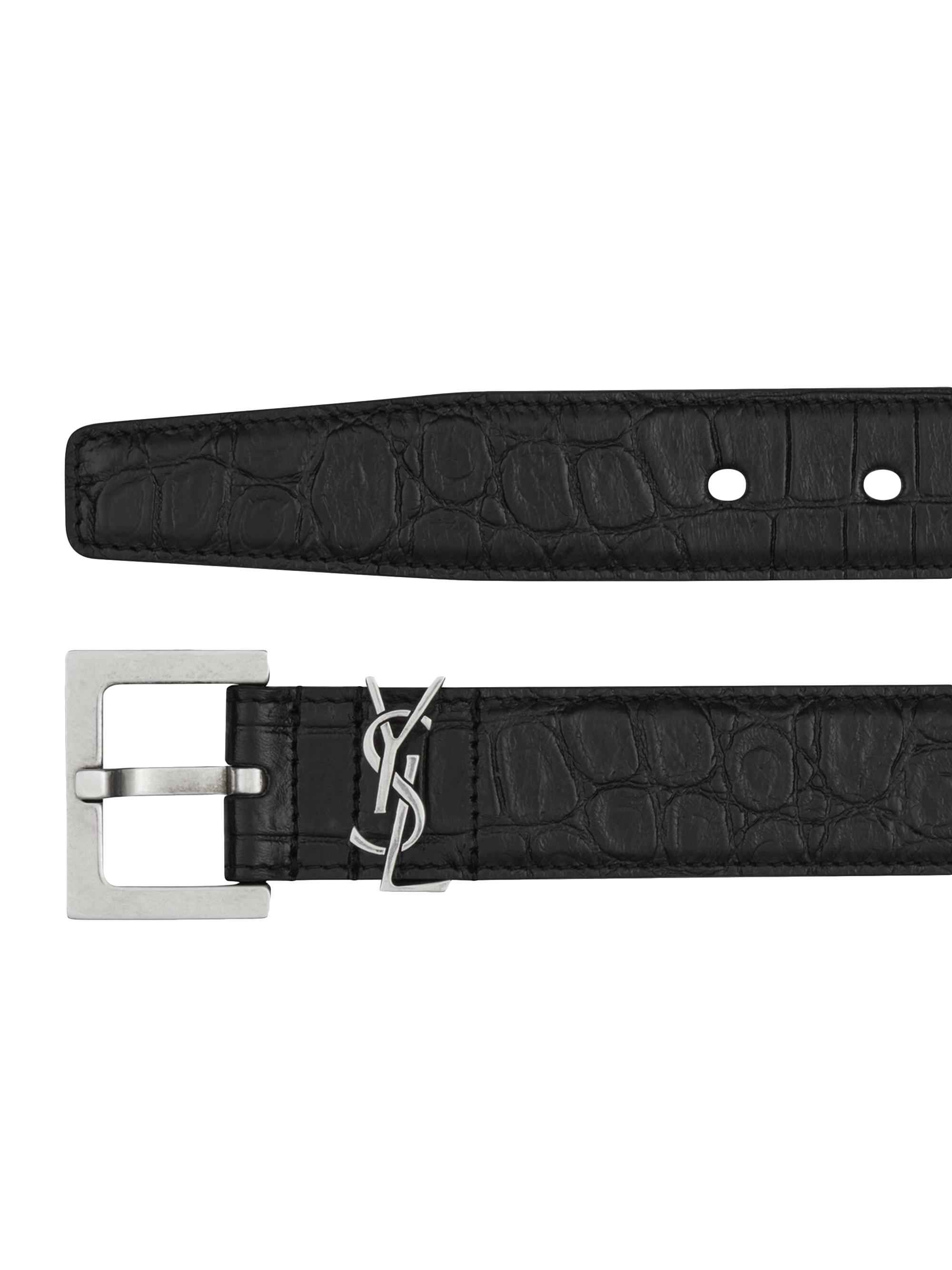 Saint Laurent Monogram Belt in Matte Crocodile-Embossed  display picture 2