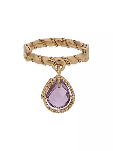 18K Yellow Gold & Amethyst Twisted Ring