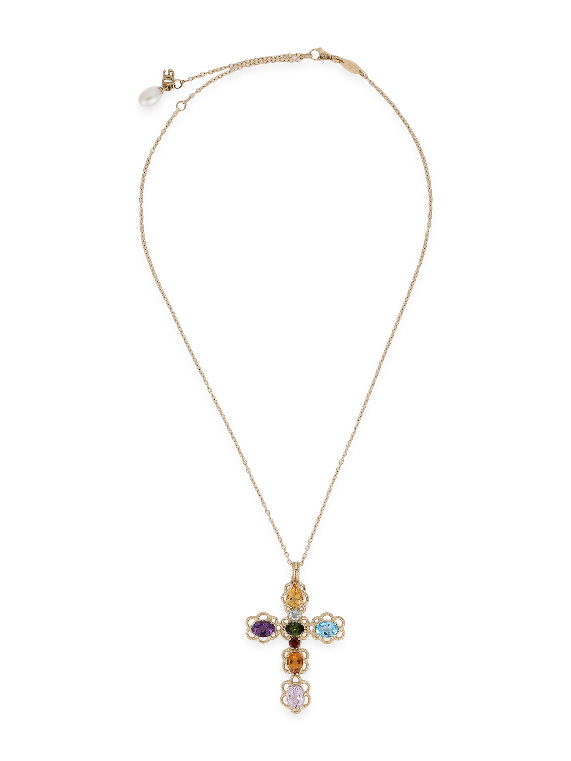 Dolce & Gabbana Women's 18K Yellow Gold & Semi-Precious Multi-Gemstone Cross Pendant Necklace - Yellow Gold