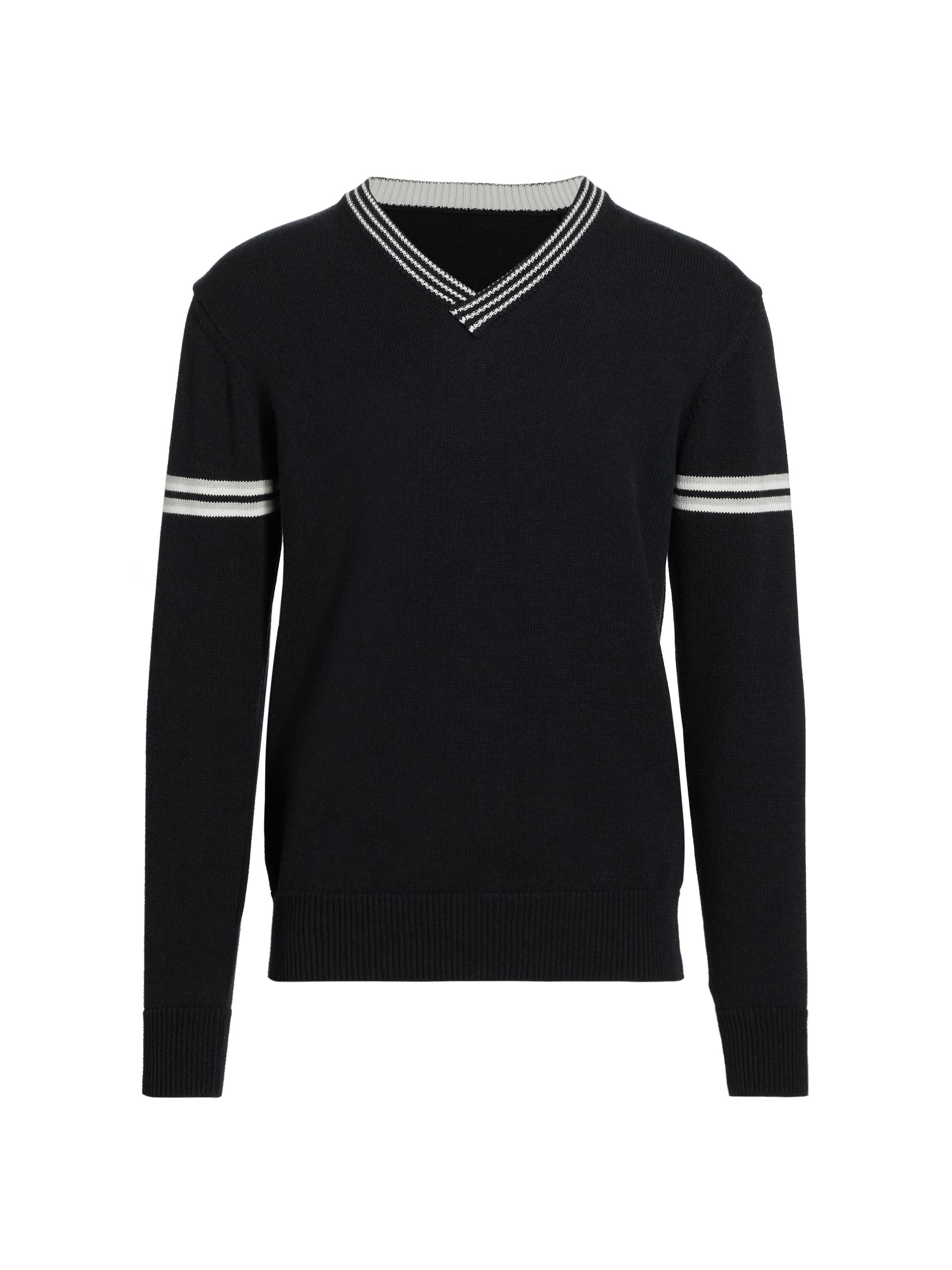 Saks Fifth Avenue Men's Slim-Fit Varsity V-Neck Sweater - Navy Blazer