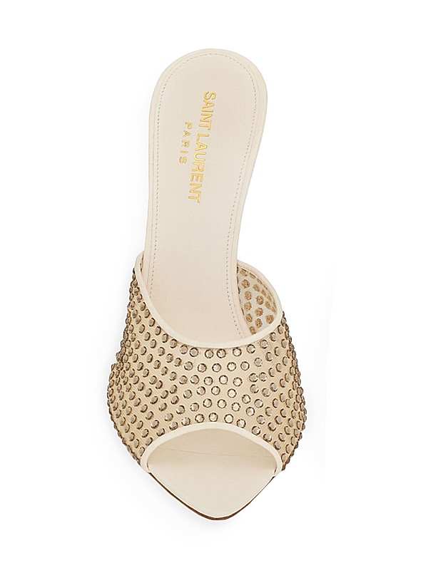 Shop Saint Laurent Blonde Mules in Rhinestones Mesh | Saks Shop Saint Laurent Blonde Mules in Rhinestones Mesh | Saks