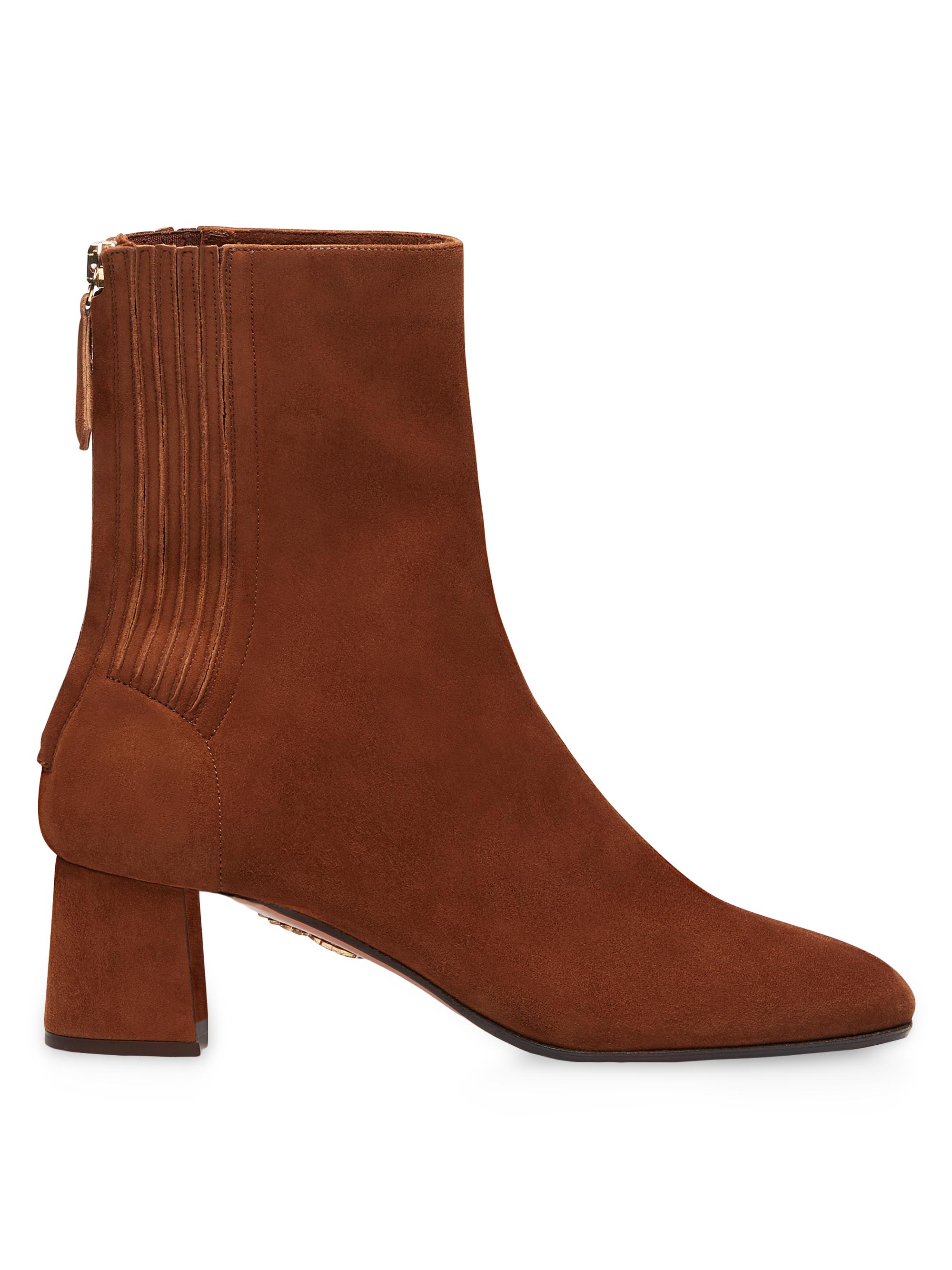 Aquazzura Women's Saint Honore 50MM Suede Booties - Cinnamon