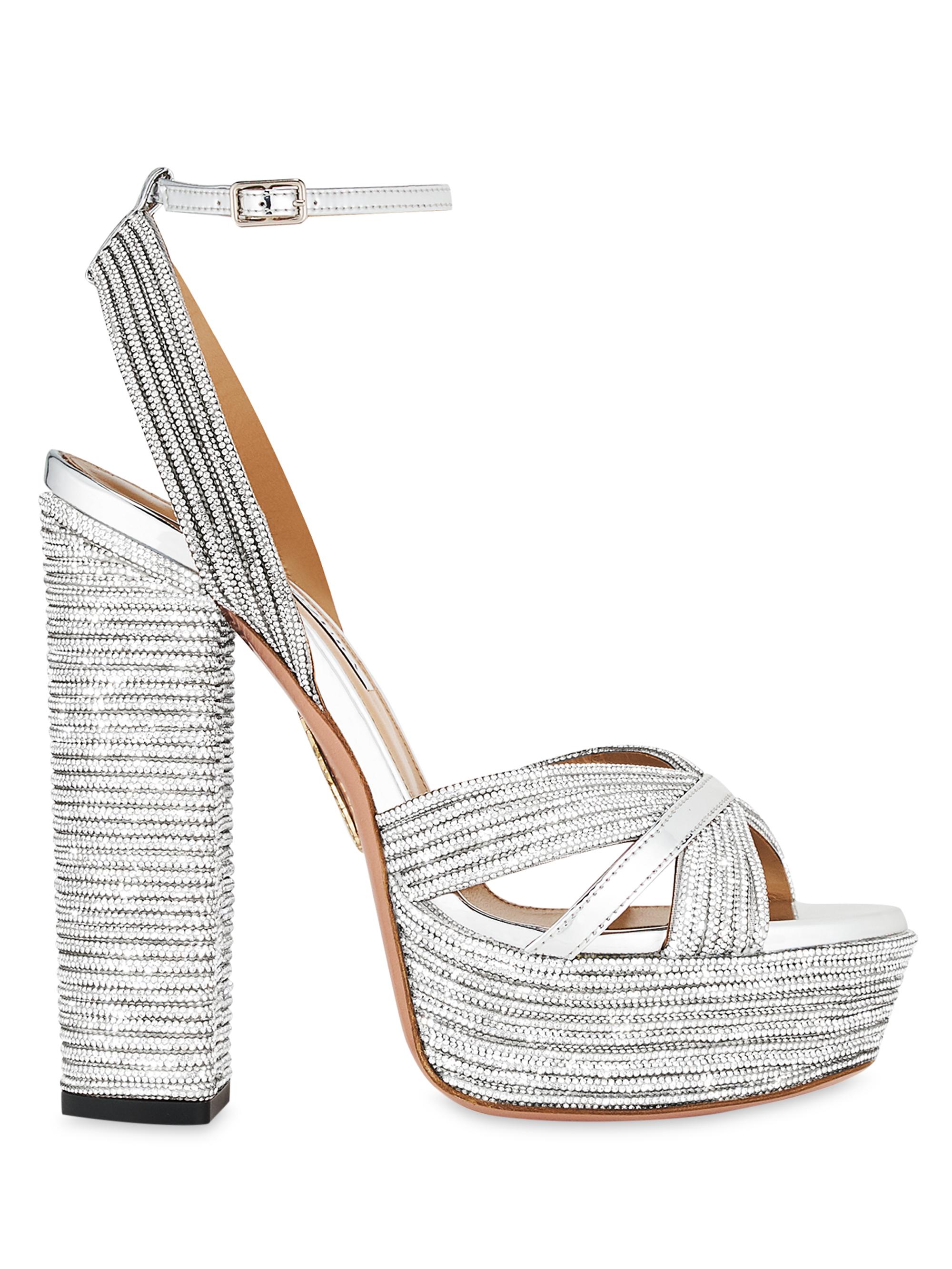 Aquazzura Sundance 140MM Crystal Platform Sandals | Saks Fifth Avenue