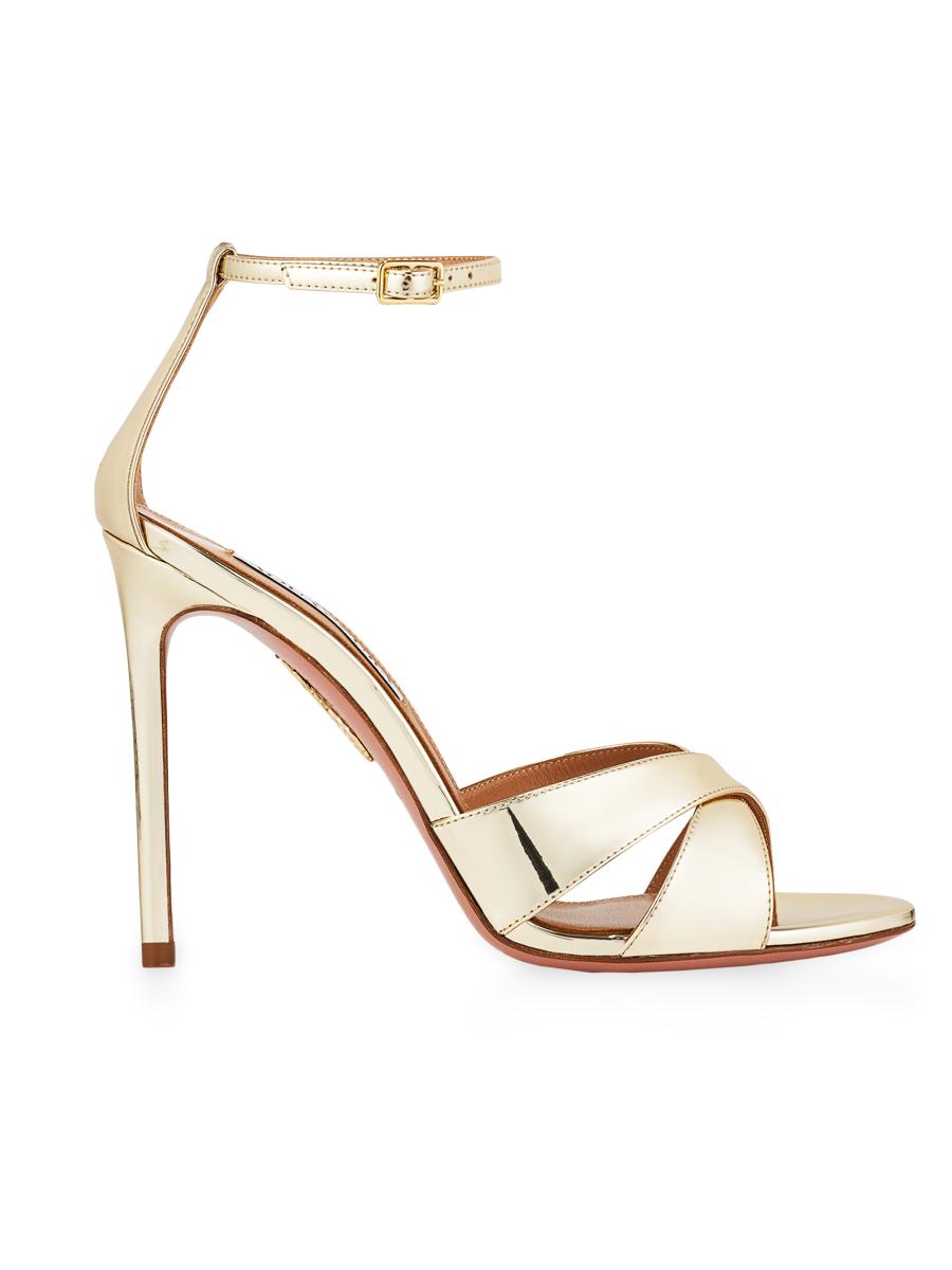 Aquazzura Divine 105MM Metallic Sandals | Saks Fifth Avenue
