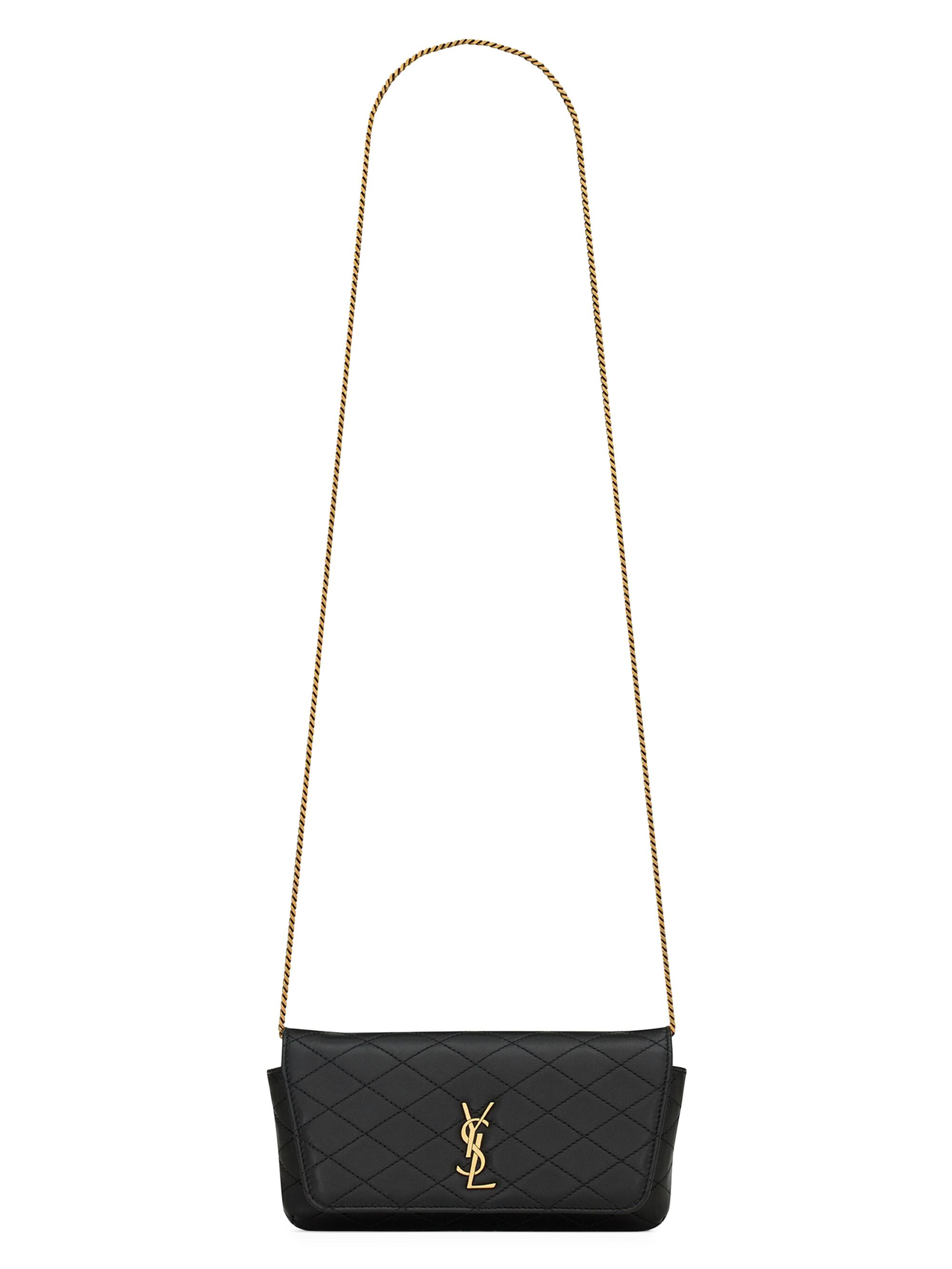 Saint Laurent Women's Gaby Phone Holder in Quilted Leather - Black