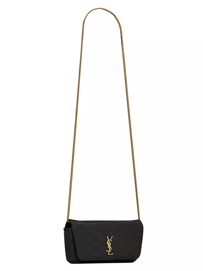 Shop Saint Laurent Gaby Phone Holder in Quilted Leather