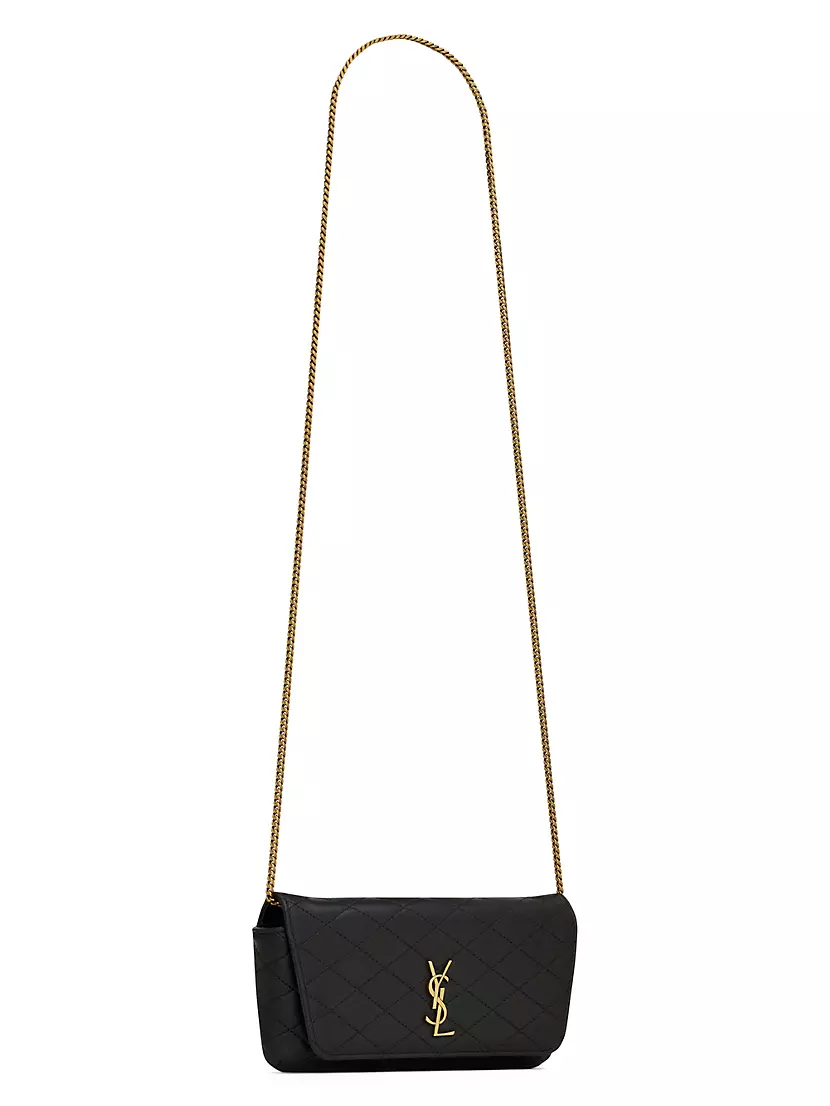 Saint Laurent Gaby Chain Phone Holder Bag in Matt Gold