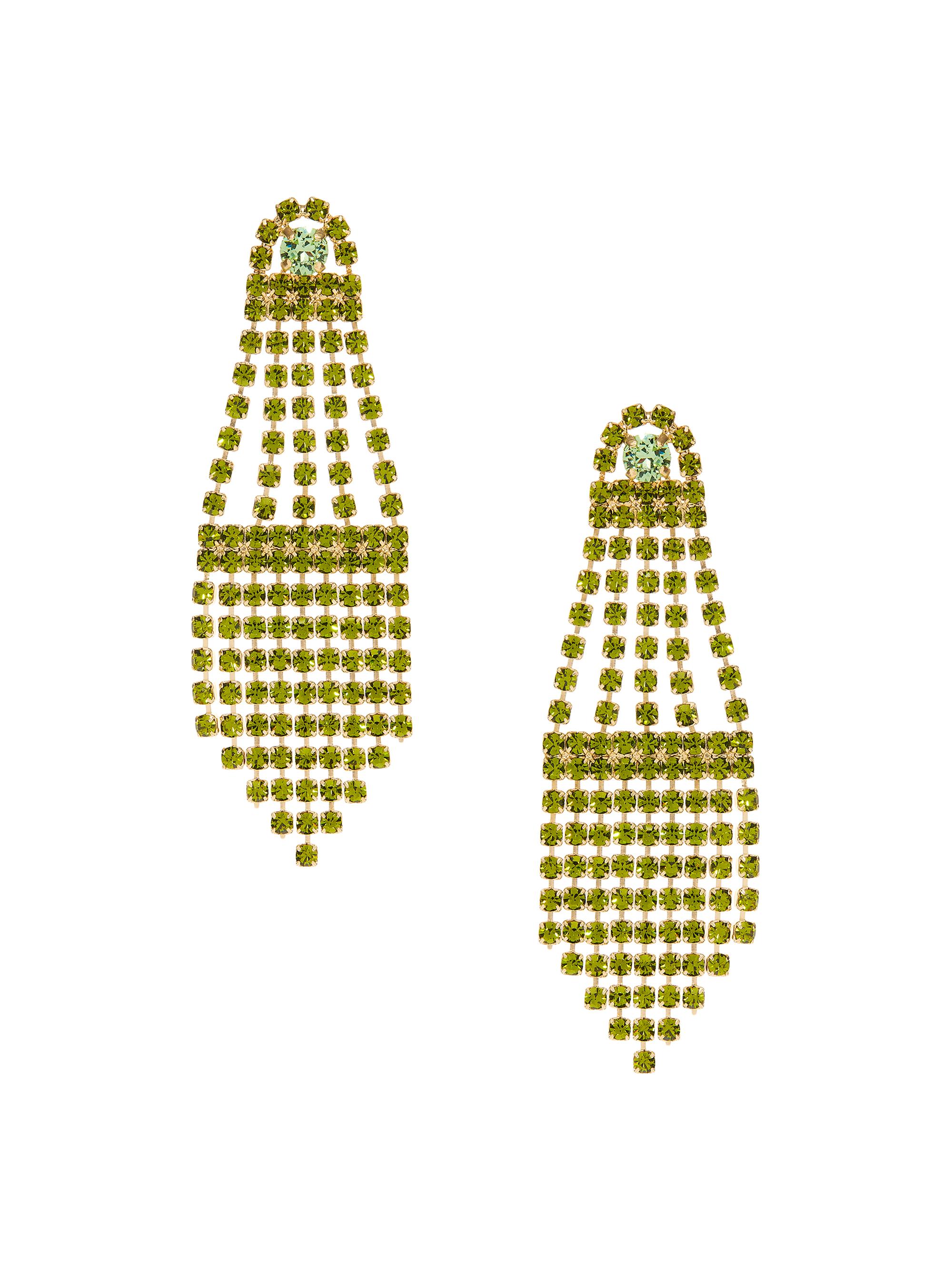 Oscar de la Renta Women's Crystal Fan Earrings - Green