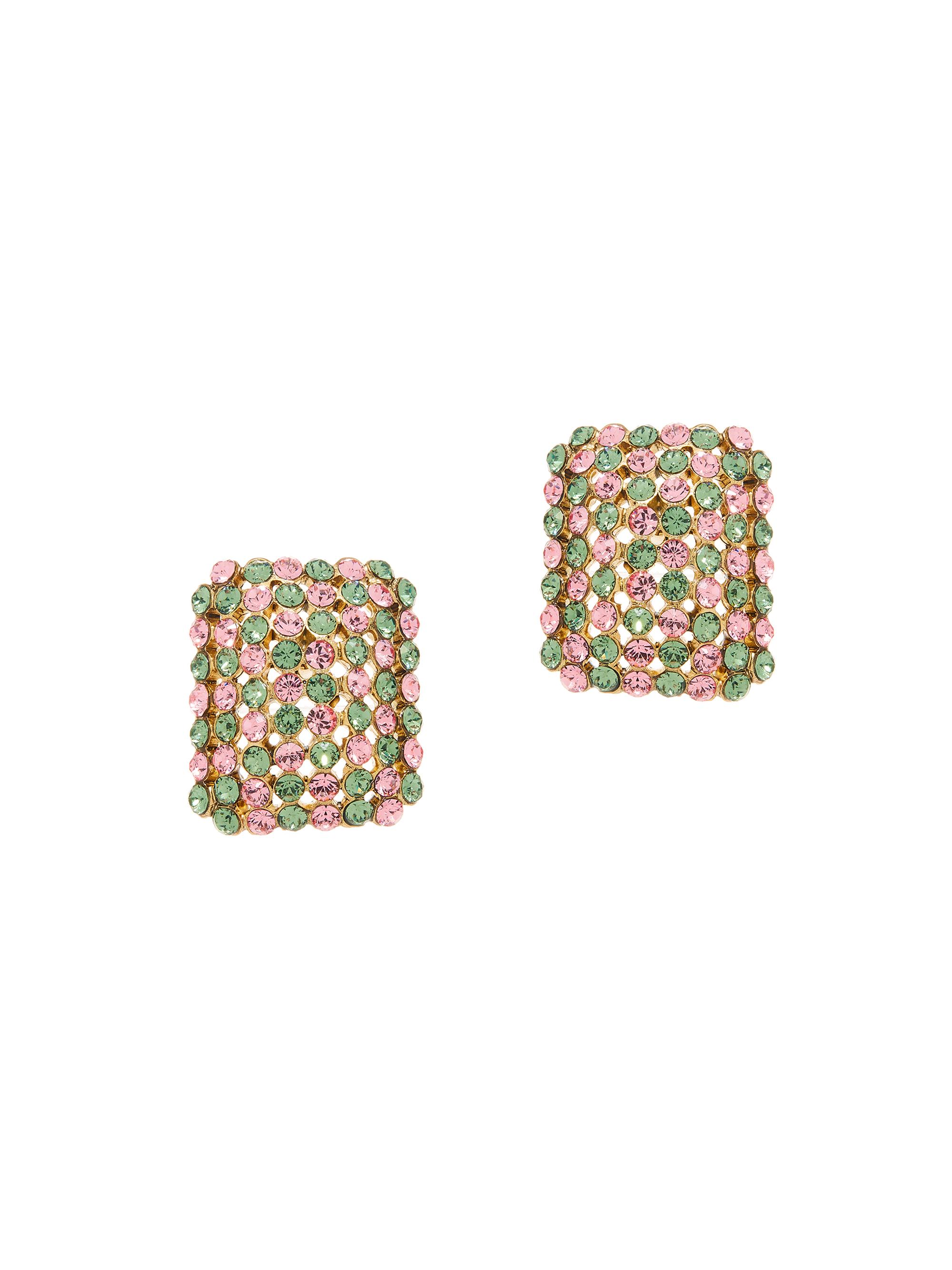 Oscar de la Renta Women's Disco Goldtone & Glass Crystal Earrings - Green Rose