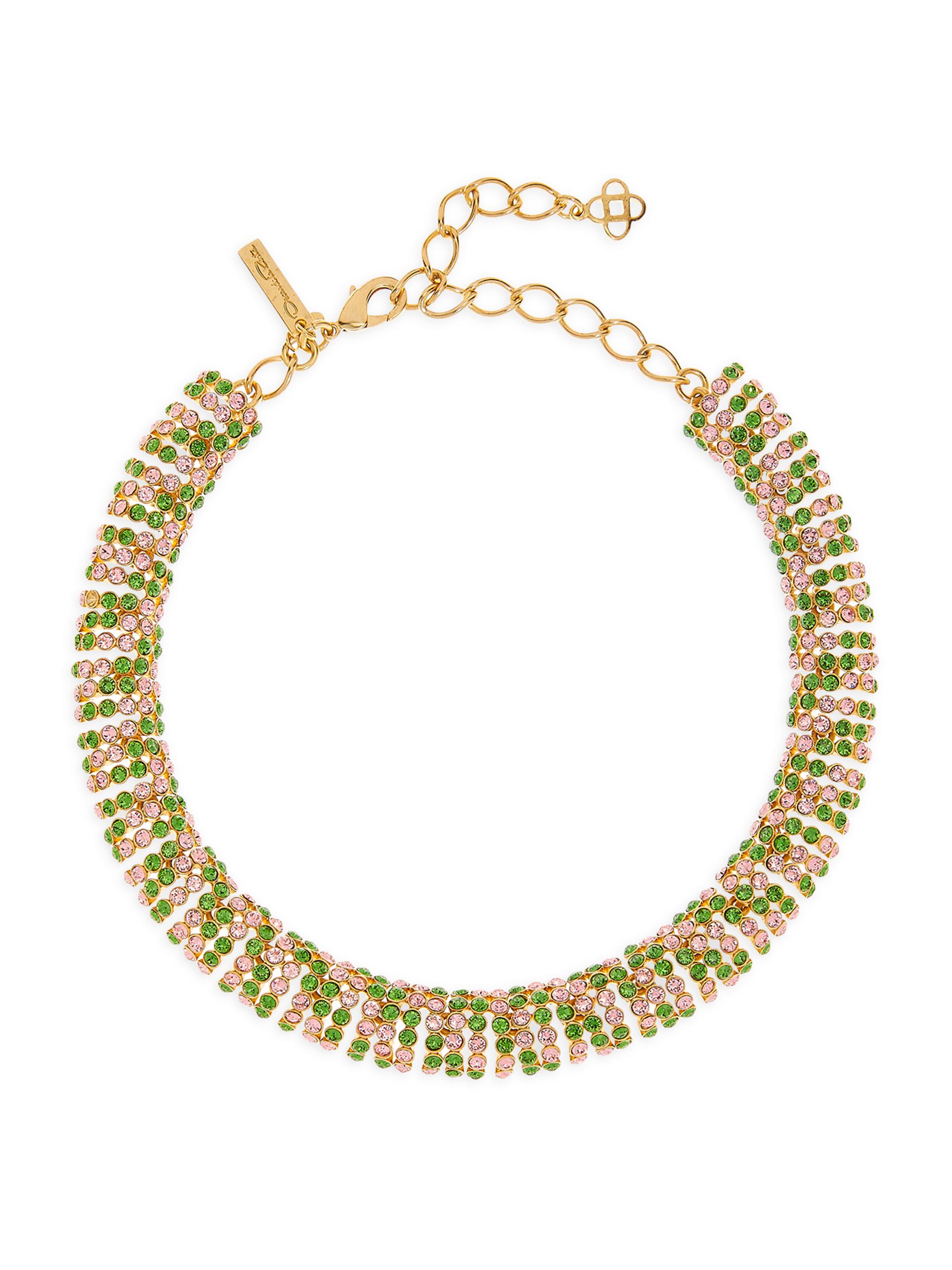 Oscar de la Renta Women's Disco Goldtone & Glass Crystal Necklace - Green Rose