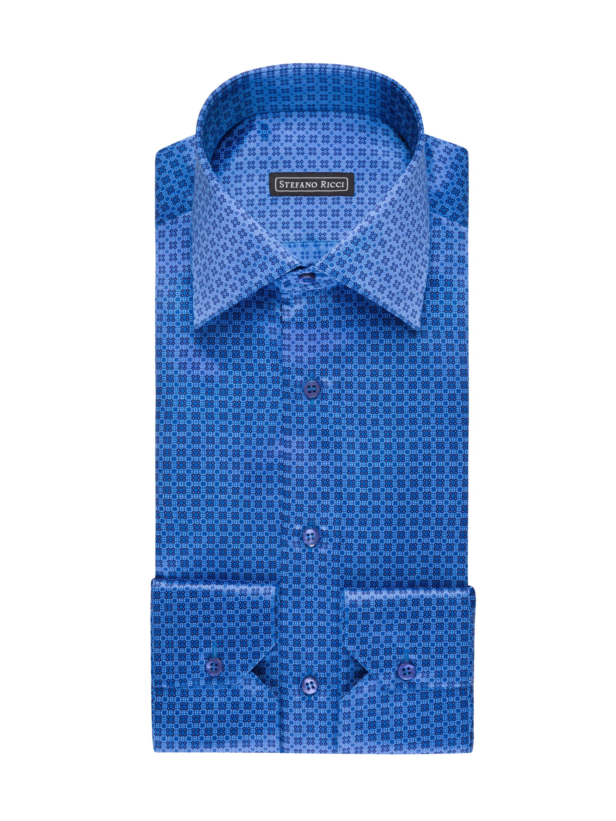 Stefano Ricci Men's Handmade Silk Dress Shirt - Blue