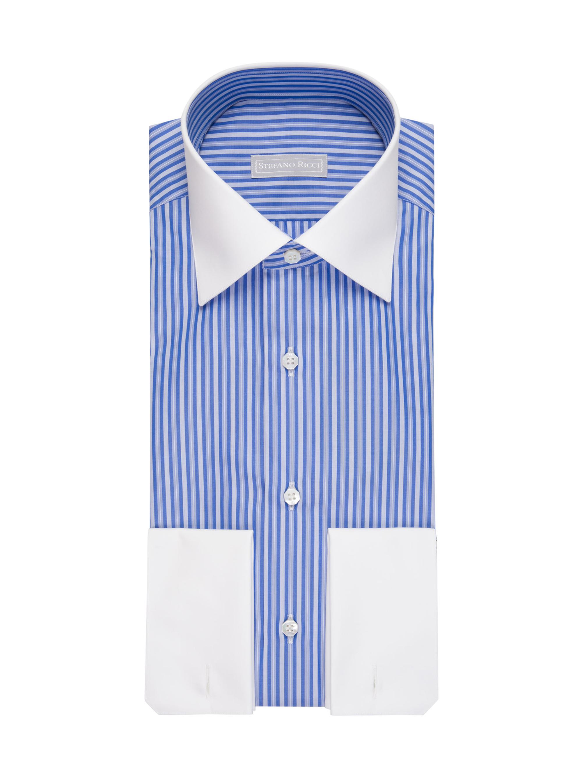 Stefano Ricci Men's Handmade Cotton Dress Shirt - Blue