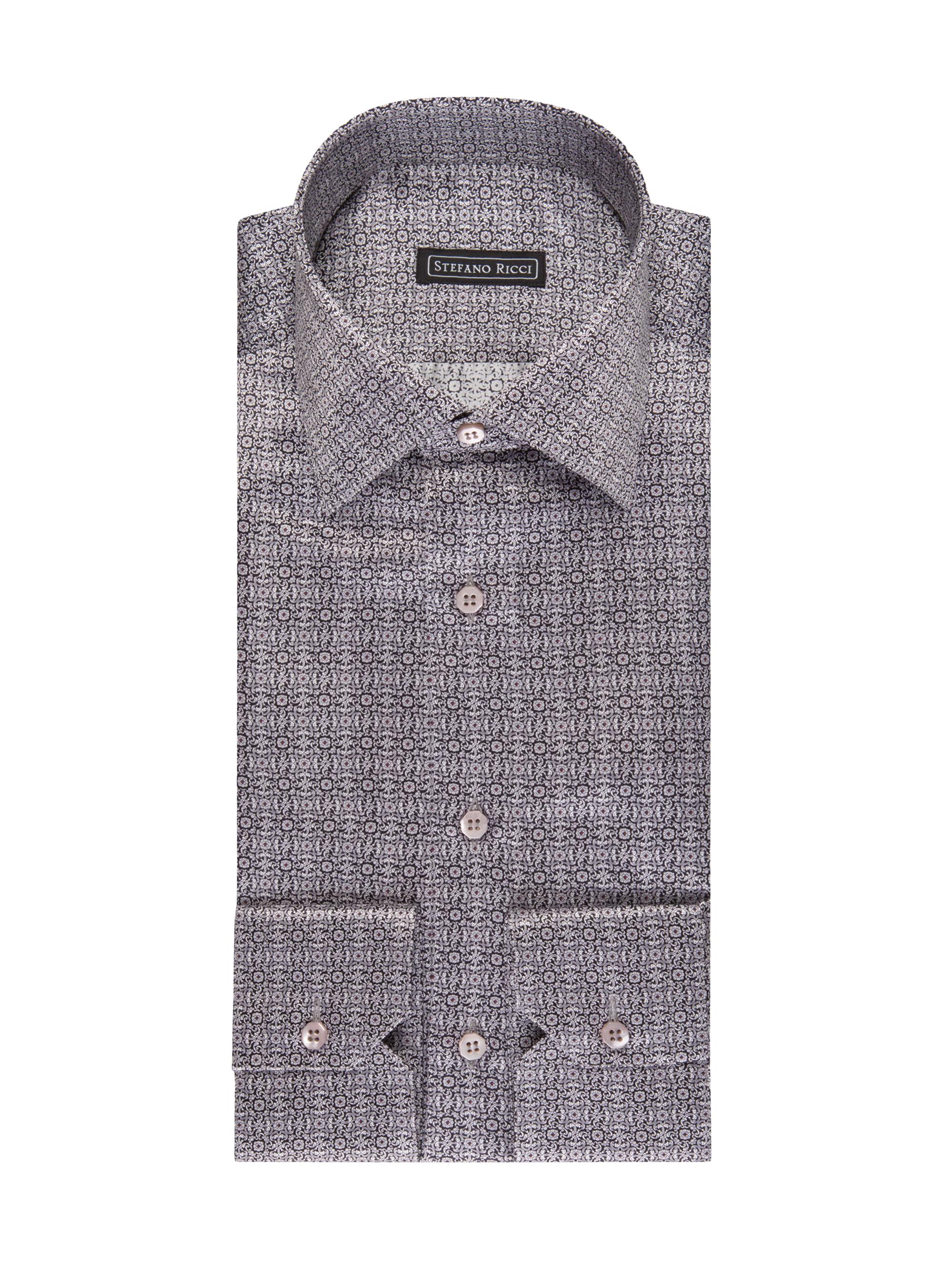 Stefano Ricci Men's Handmade Silk Dress Shirt - Grey
