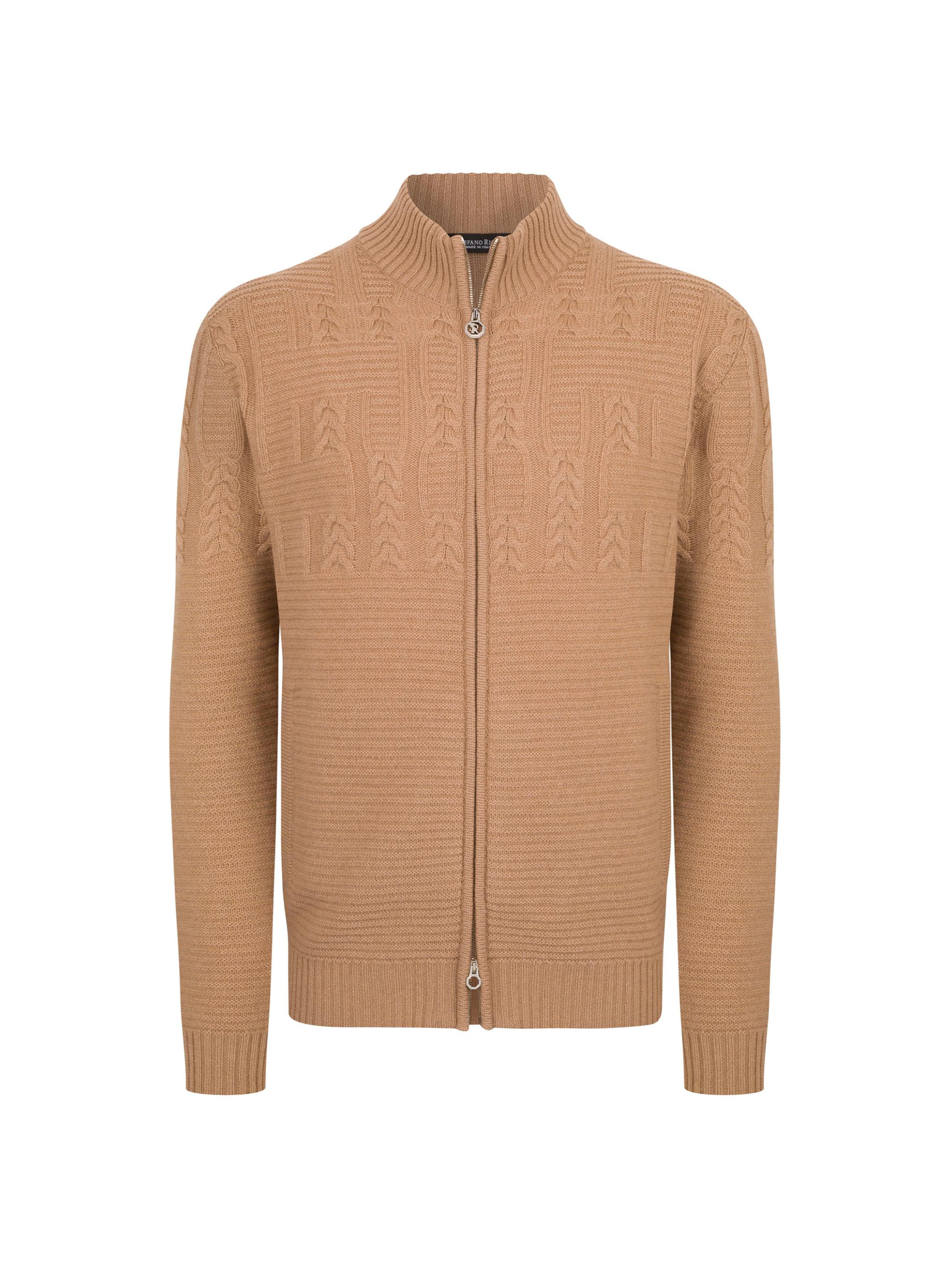 Stefano Ricci Men's Full Zip Sweater - Light Brown