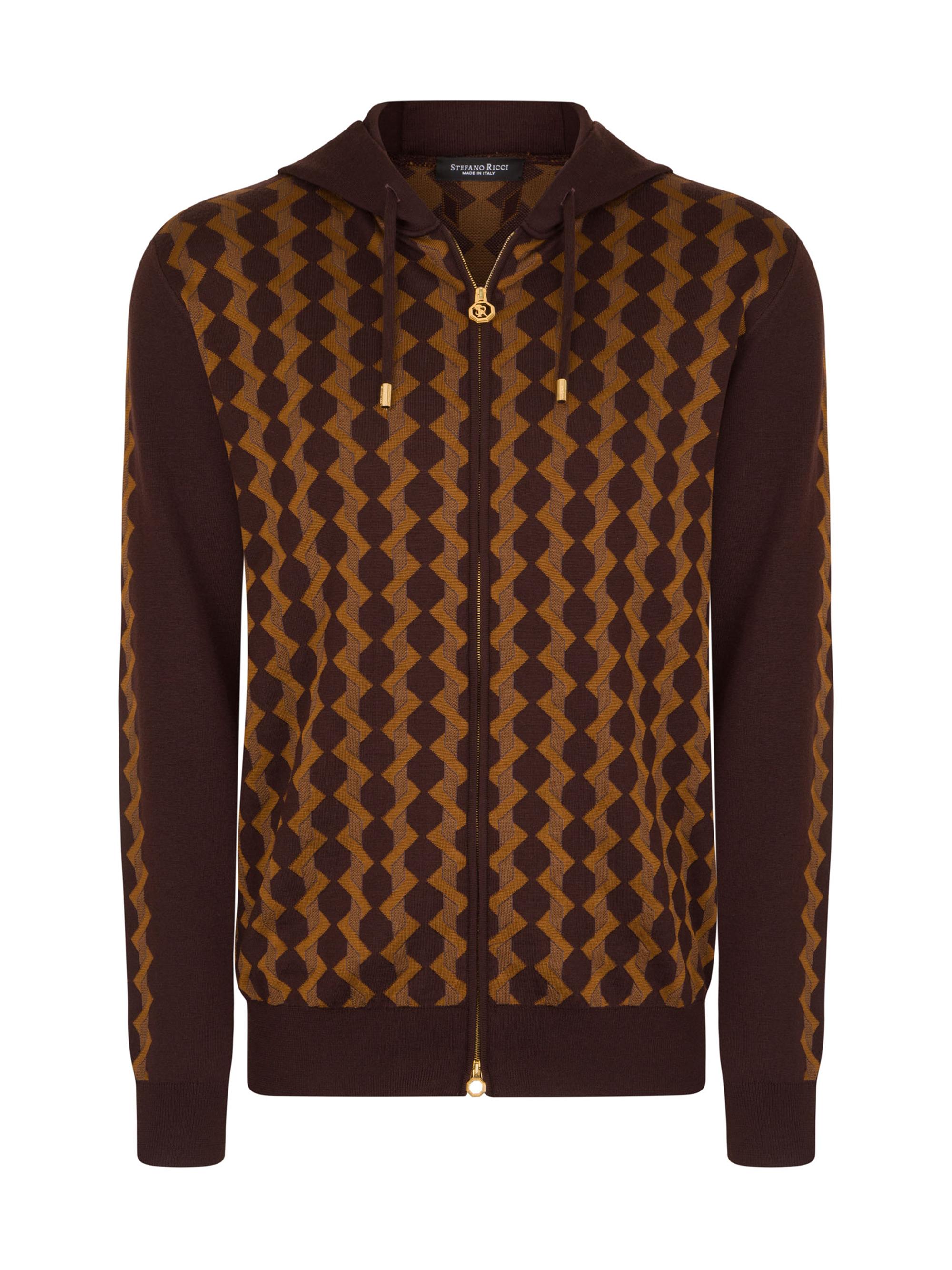Stefano Ricci Men's Full Zip Sweater - Brown