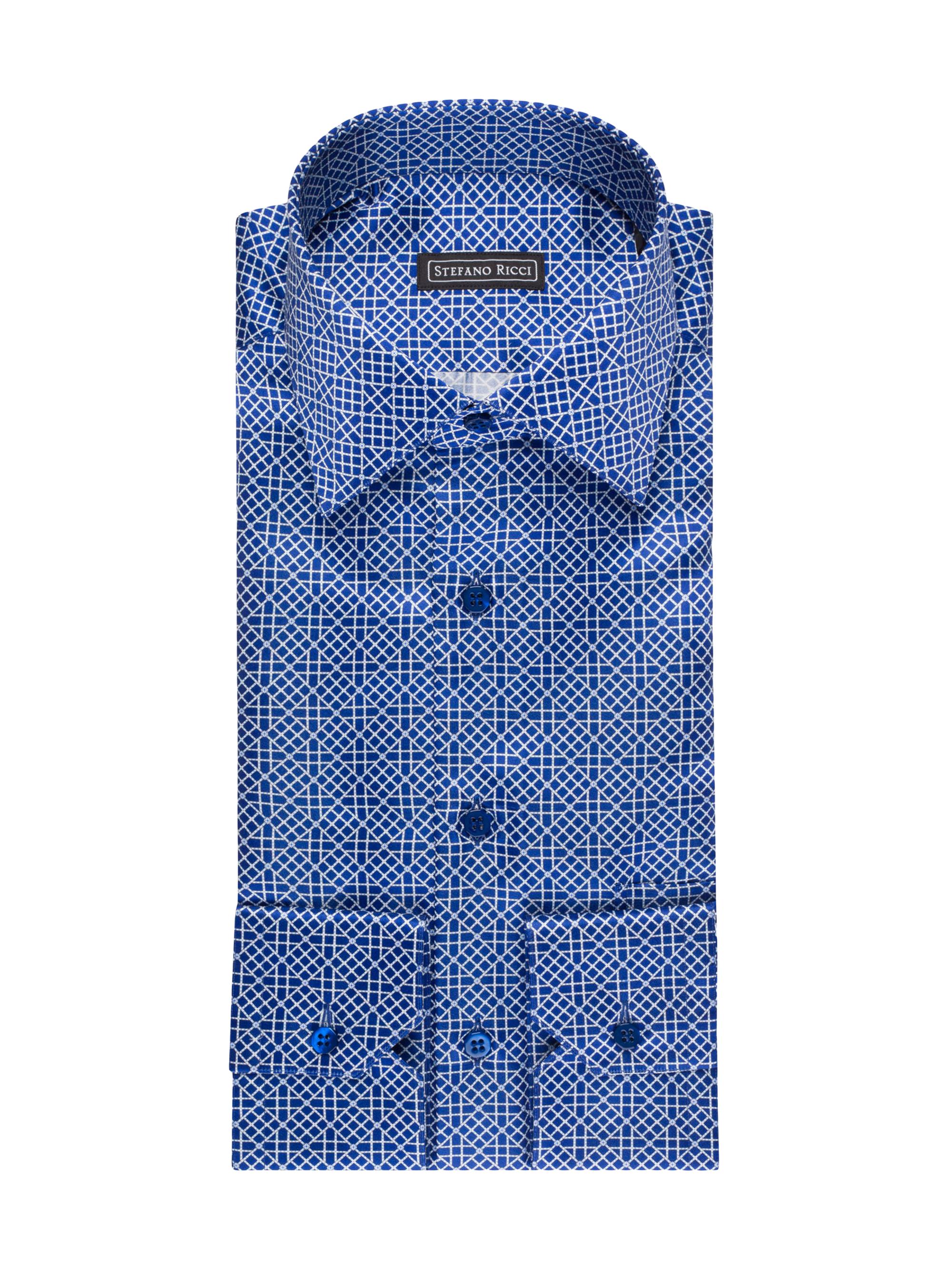 Stefano Ricci Men's Handmade Silk Dress Shirt - Blue