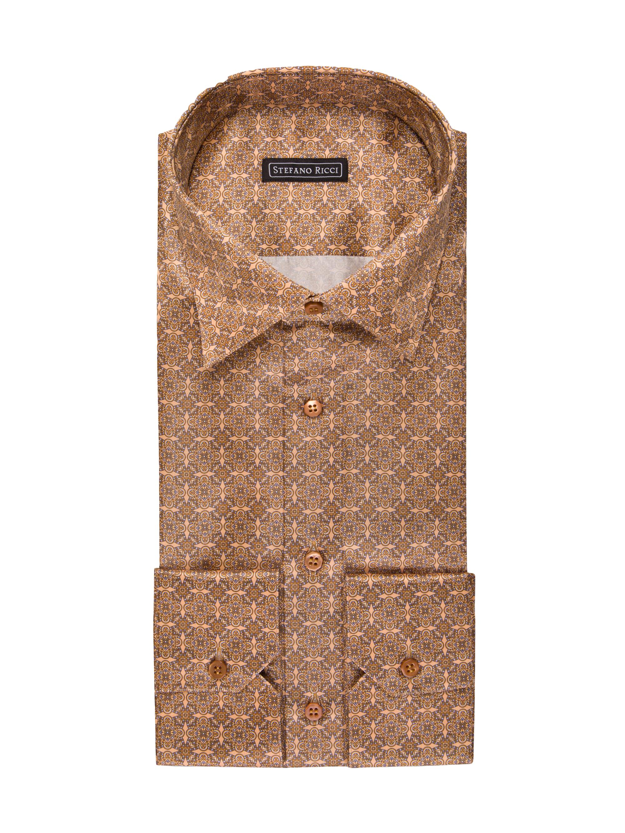 Stefano Ricci Men's Handmade Silk Dress Shirt - Brown