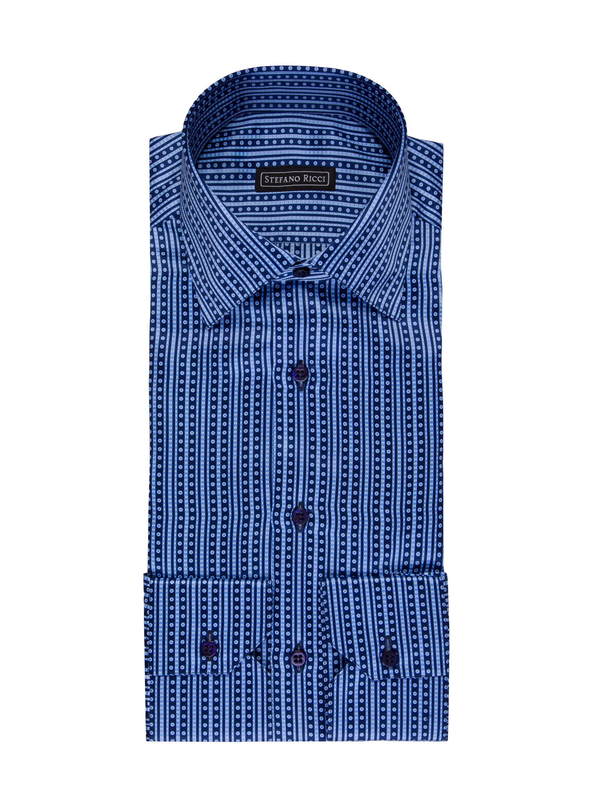 Stefano Ricci Men's Handmade Silk Dress Shirt - Blue