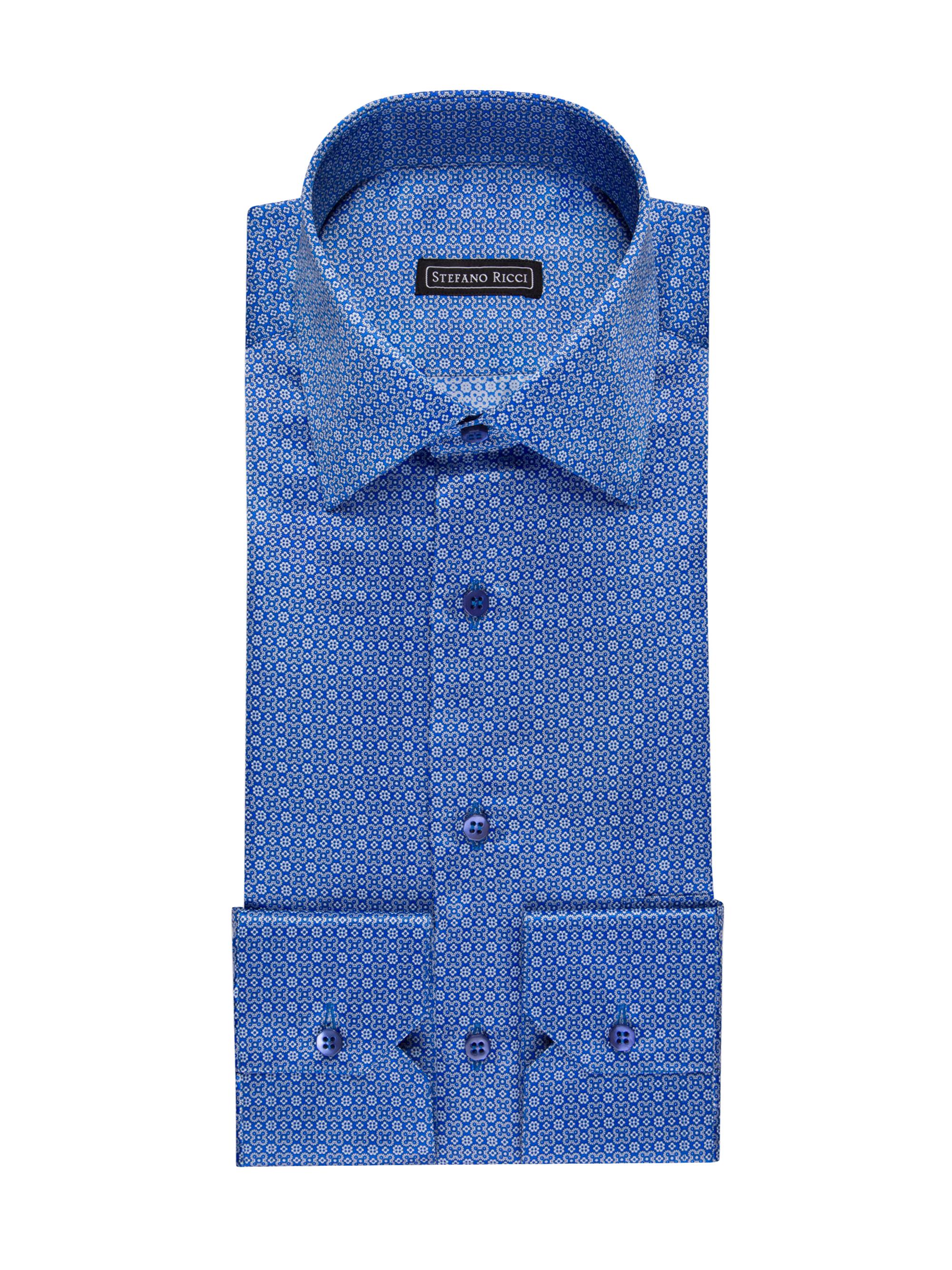 Stefano Ricci Men's Handmade Silk Dress Shirt - Blue