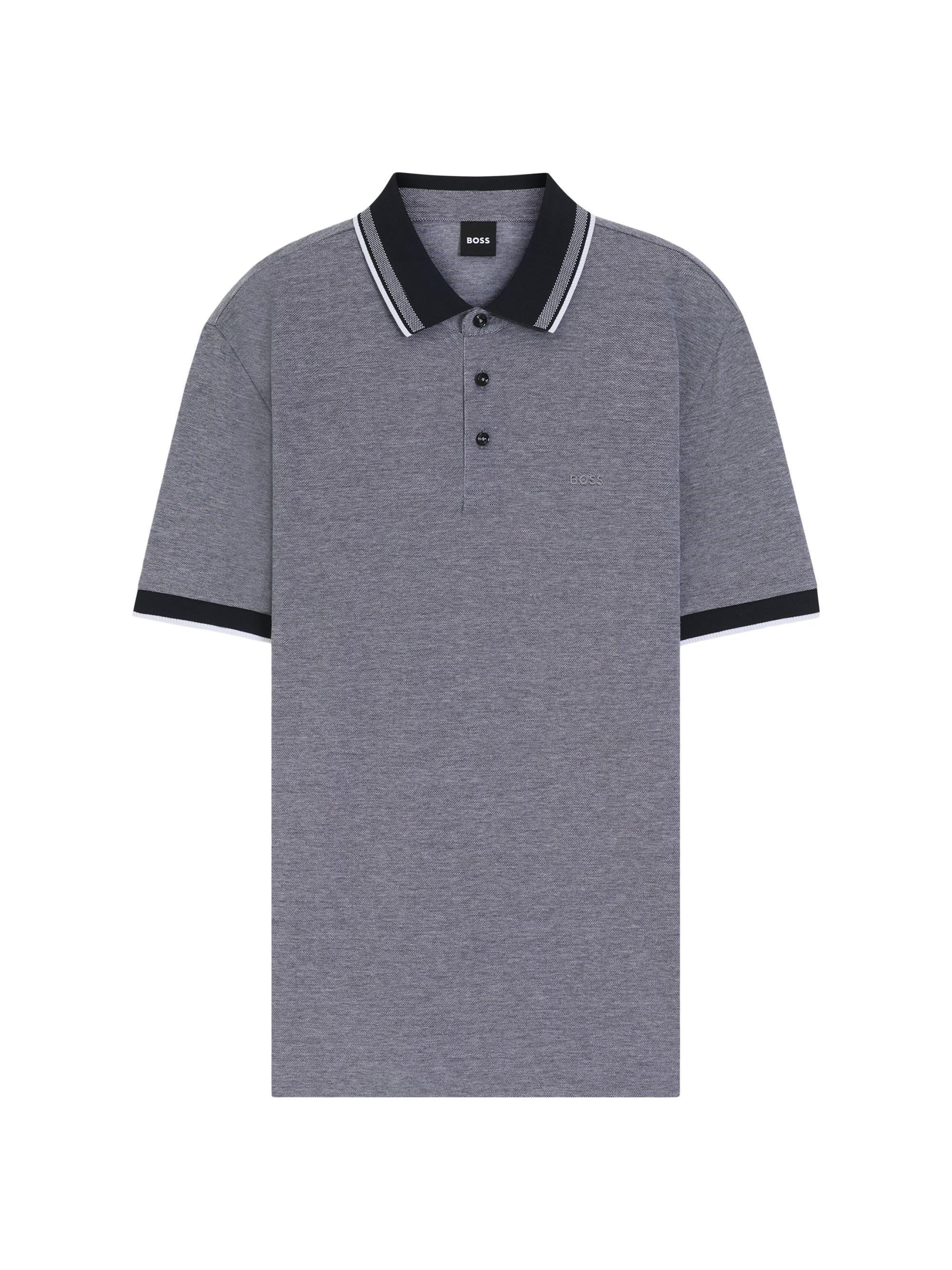 BOSS Men's Oxford-Cotton-Paique Polo Shirt with Logo Detail - Dark Blue