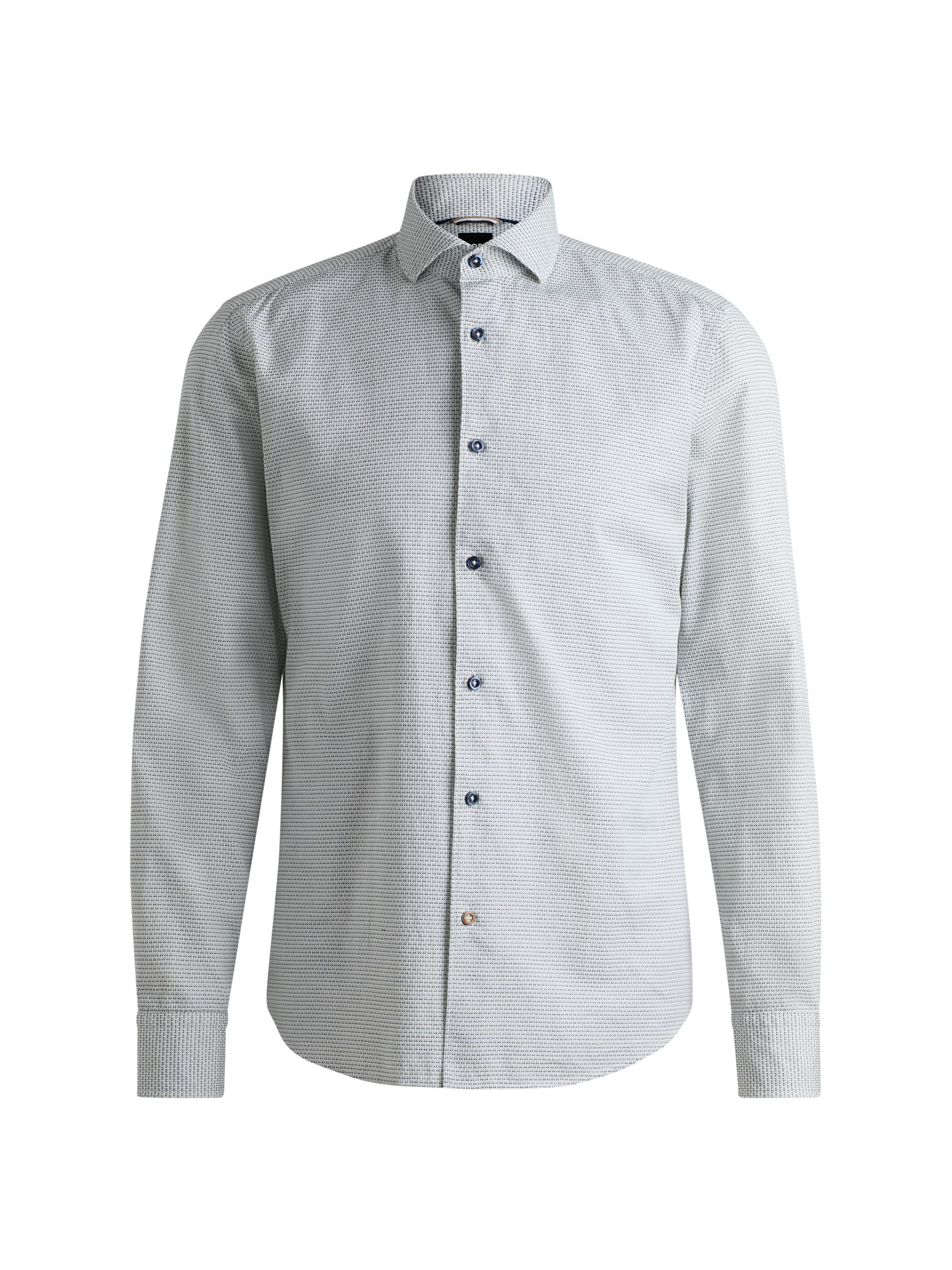 BOSS Men's Casual-Fit Shirt in Structured Cotton - Green