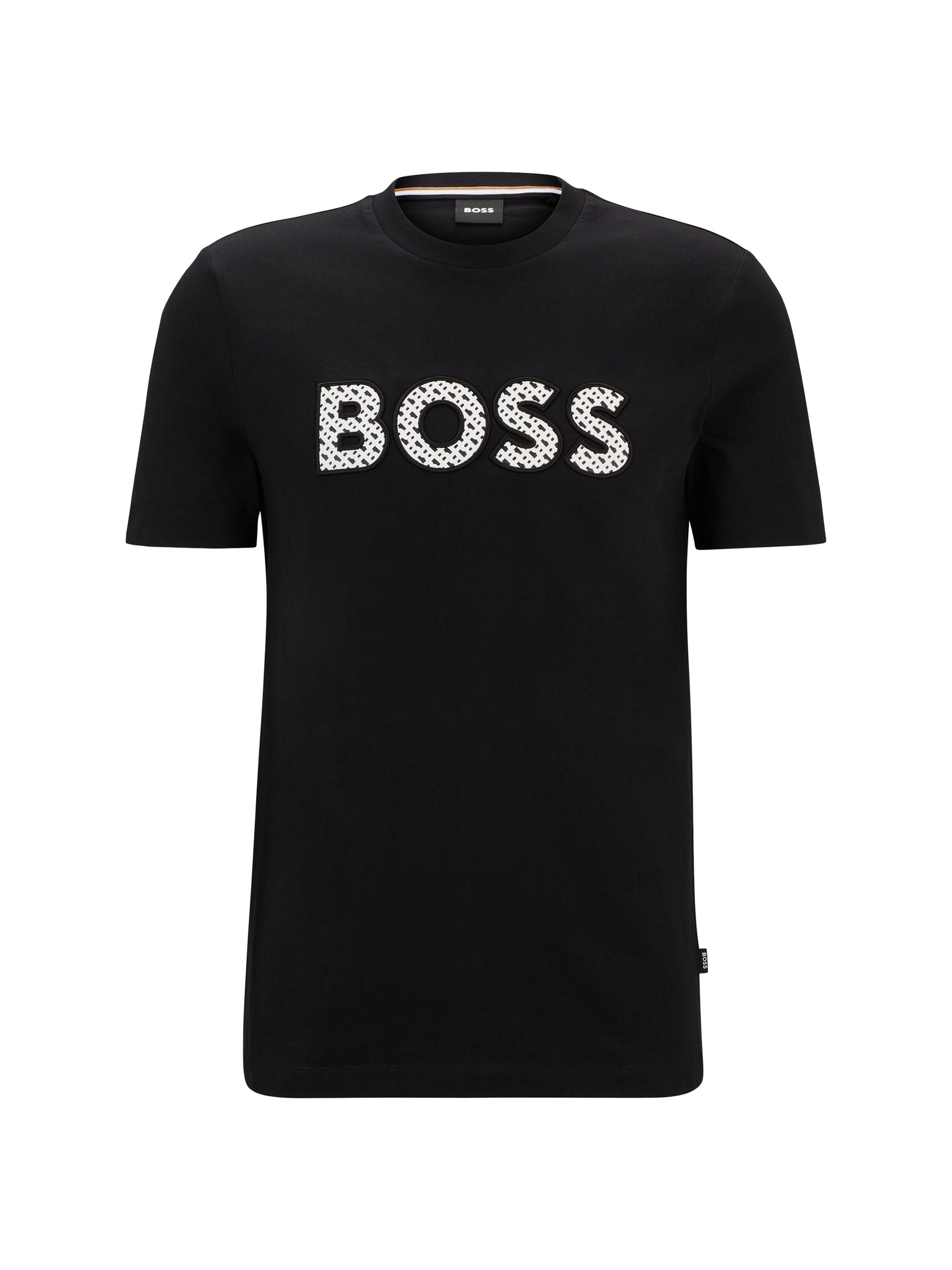 BOSS Men's Cotton-Jersey T-Shirt with Logo Detail - Black