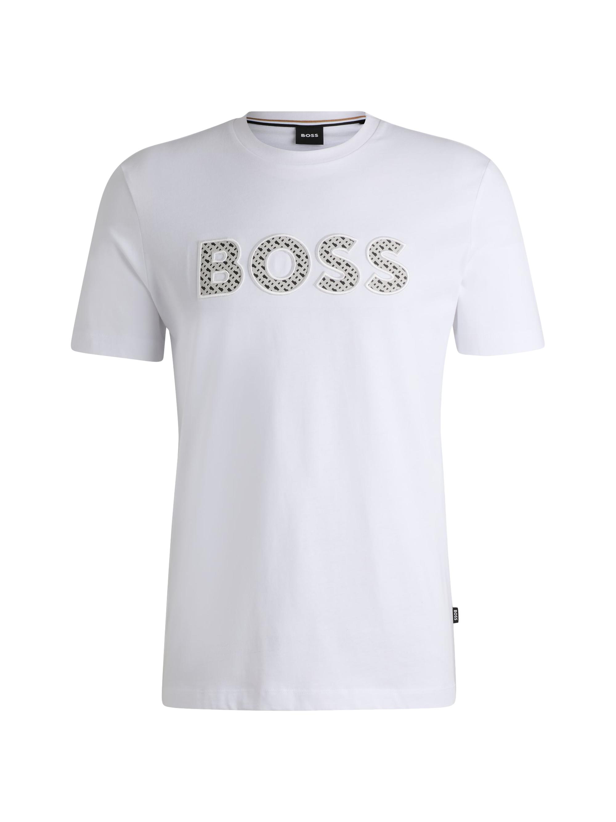 BOSS Men's Cotton-Jersey T-Shirt with Logo Detail - Natural