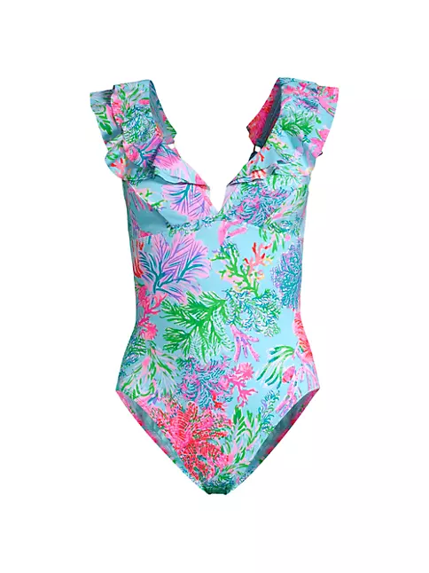 Gucci By Tom Ford Pink Floral Print One Piece Swimsuit 1999 For