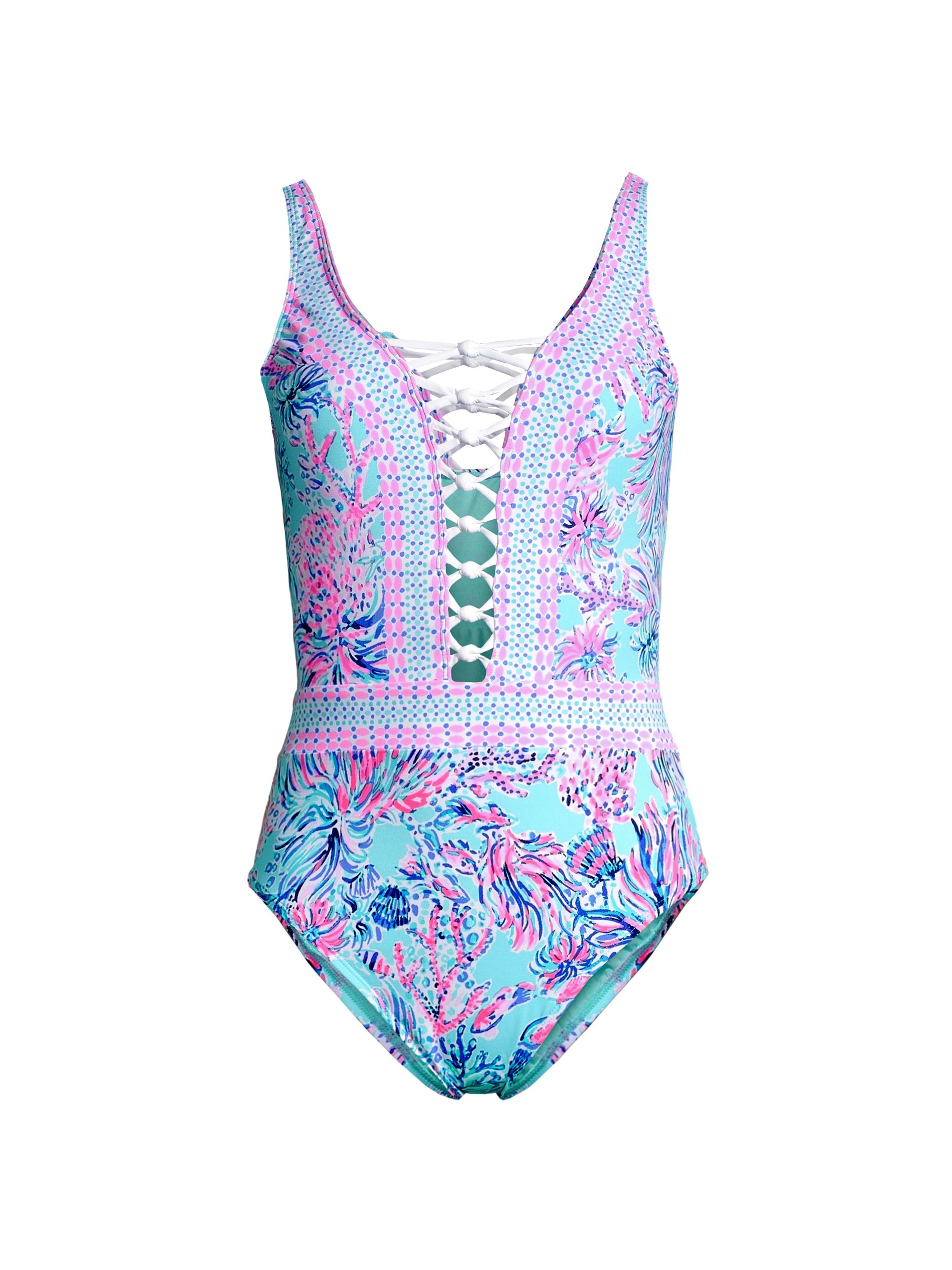 Lilly Pulitzer Women's Caseylee Lattice One-Piece Swimsuit - Celestial Blue