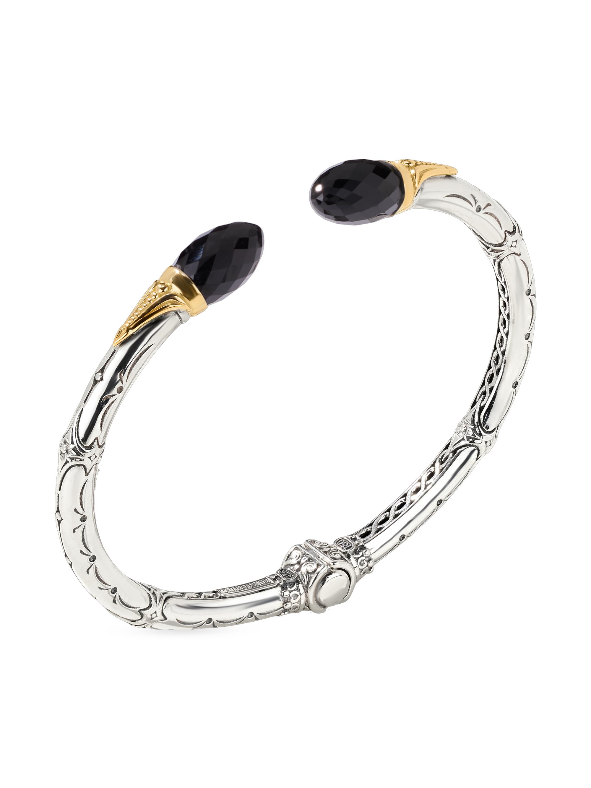 Konstantino Women's Anthos Sterling Silver, 18K Yellow Gold & Black Onyx Cuff