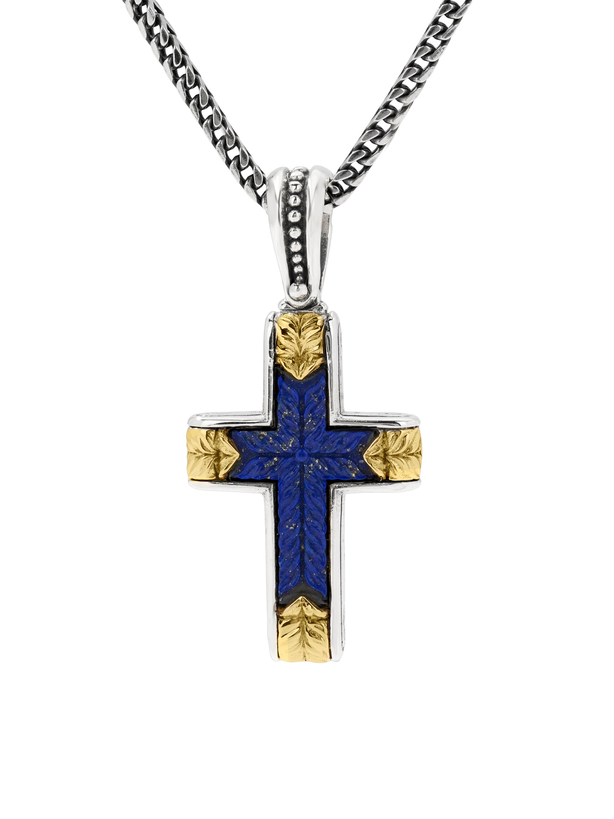 Konstantino Women's Laconia Sterling Silver, 18K Yellow Gold & Lapis Lazuli Cross Pendant
