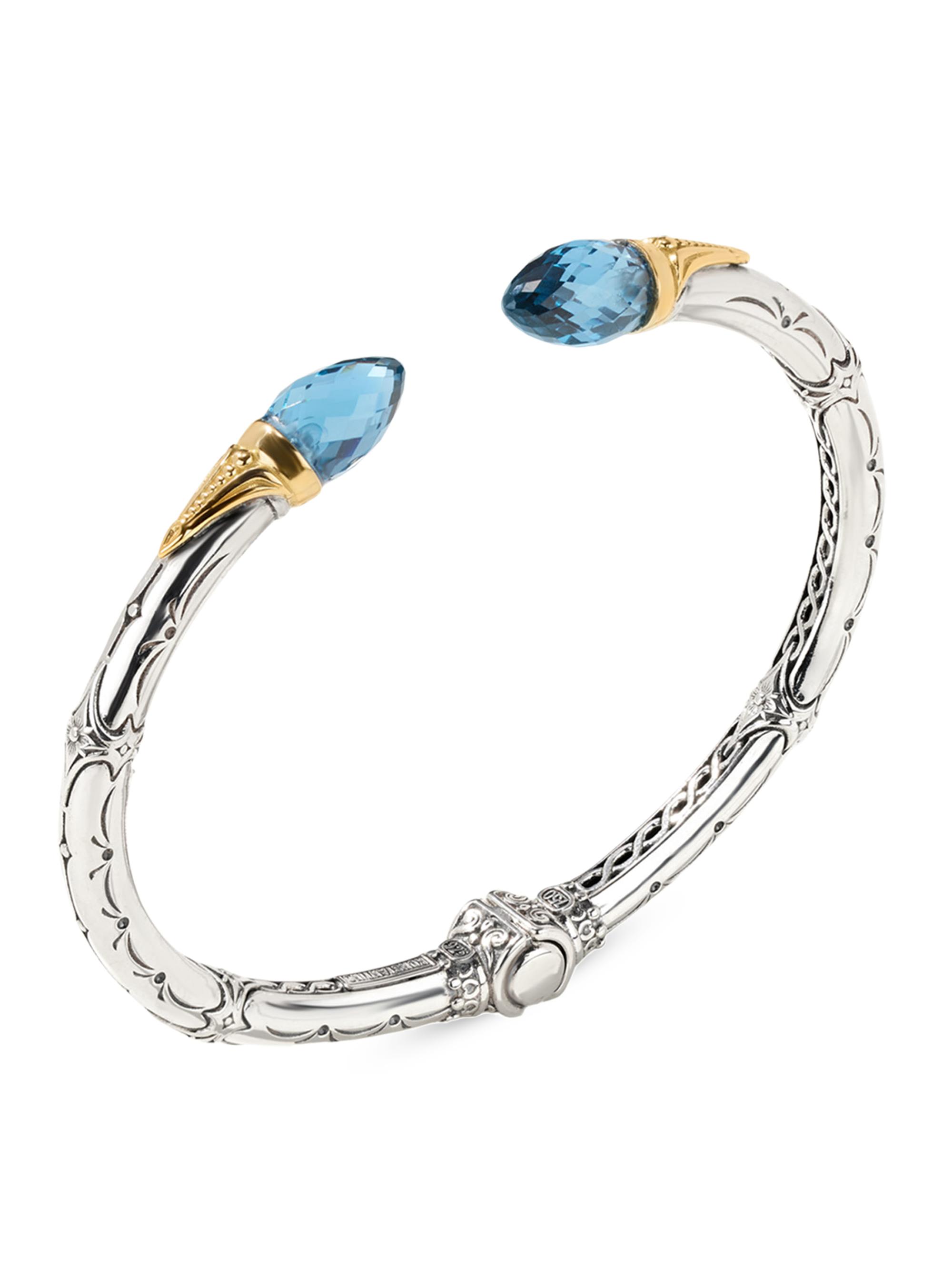 Konstantino Women's Anthos Dagger Hinge Sterling Silver, 18K Yellow Gold & Blue Spinel Cuff
