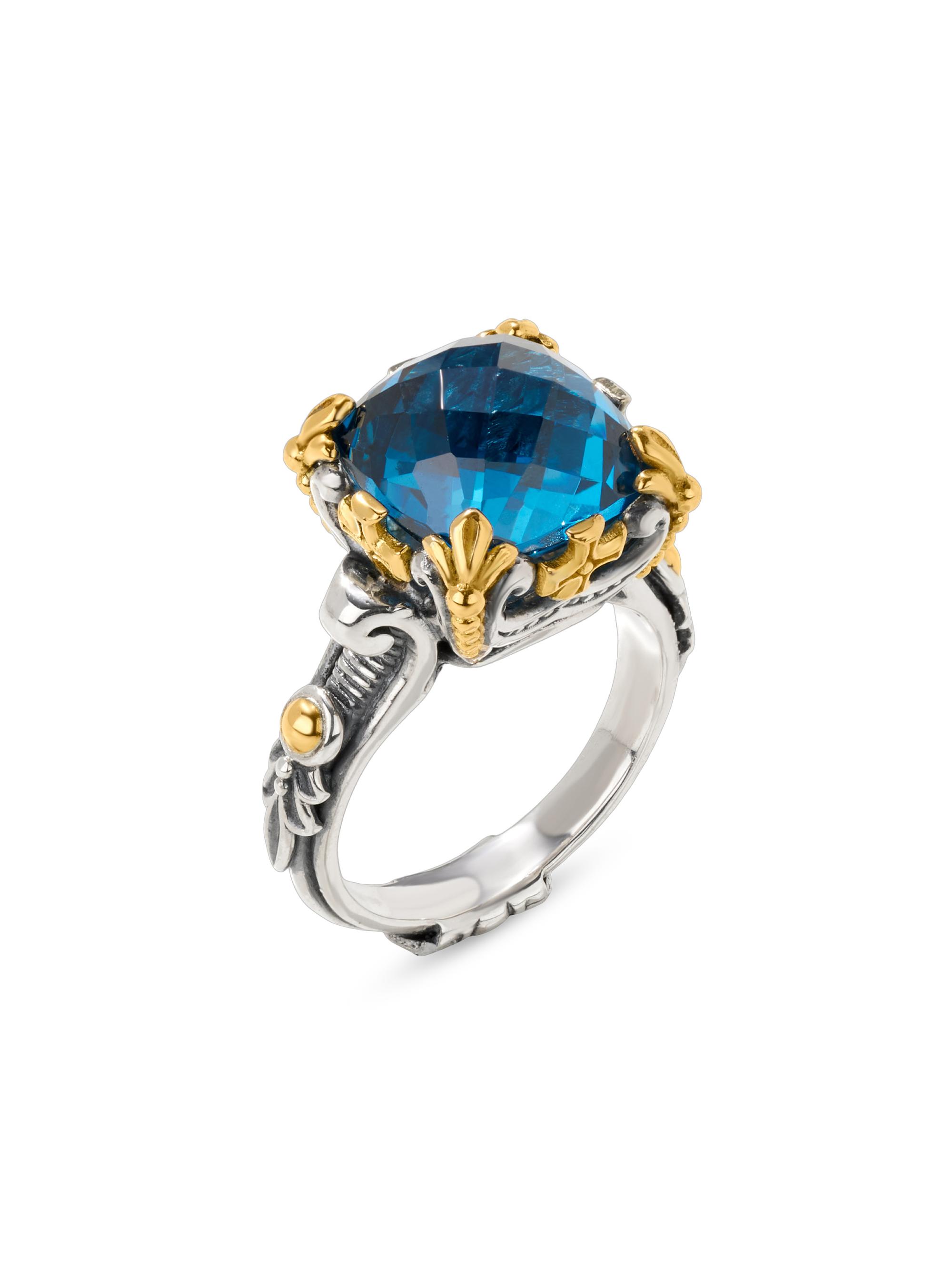 Konstantino Women's Anthos Sterling Silver, 18K Yellow Gold & Blue Spinel Ring