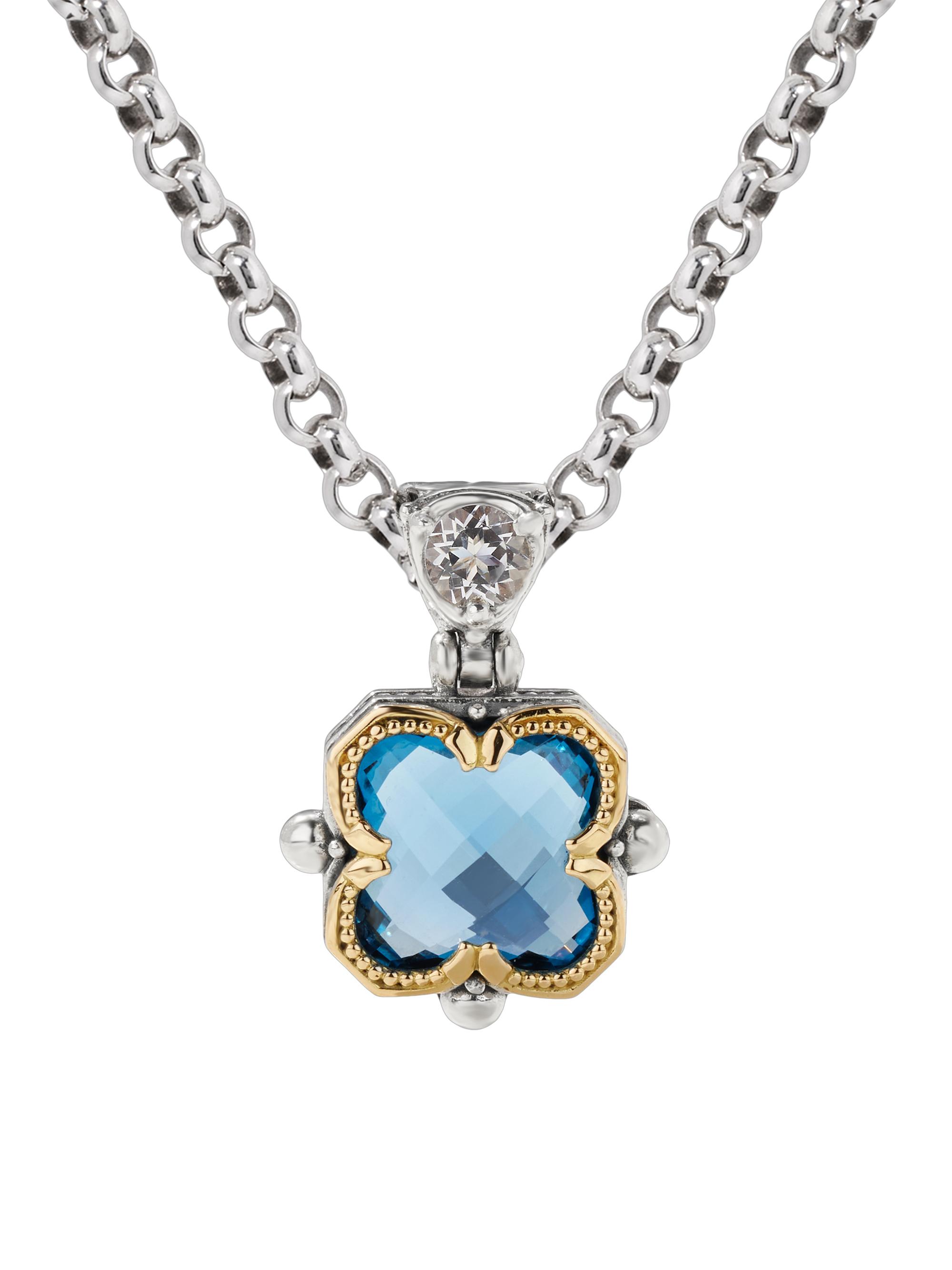 Konstantino Women's Anthos Blue Spinel and White Sapphire Pendent