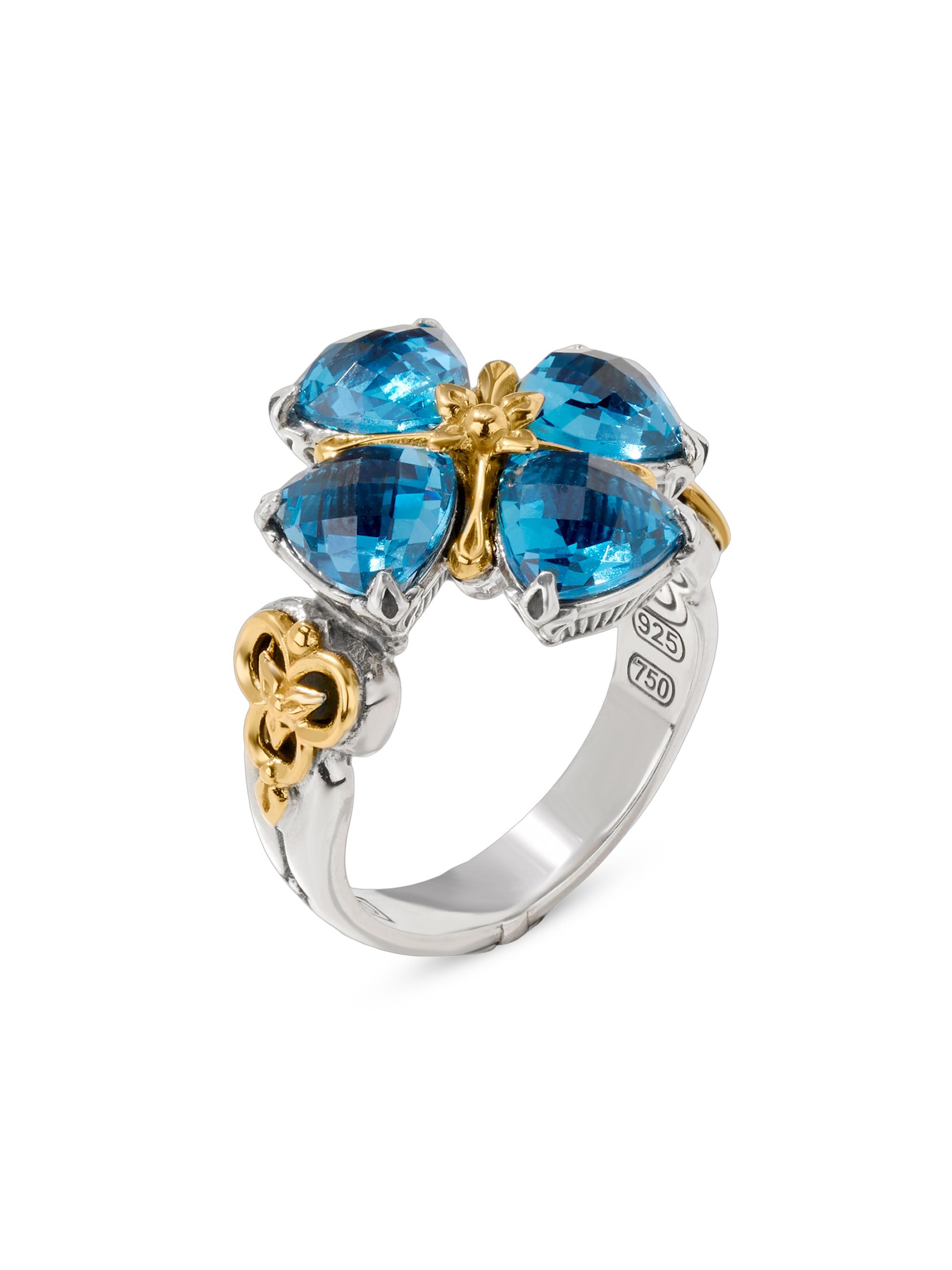 Konstantino Women's Anthos Prism Silver, 18K Gold & Blue Spinel Ring